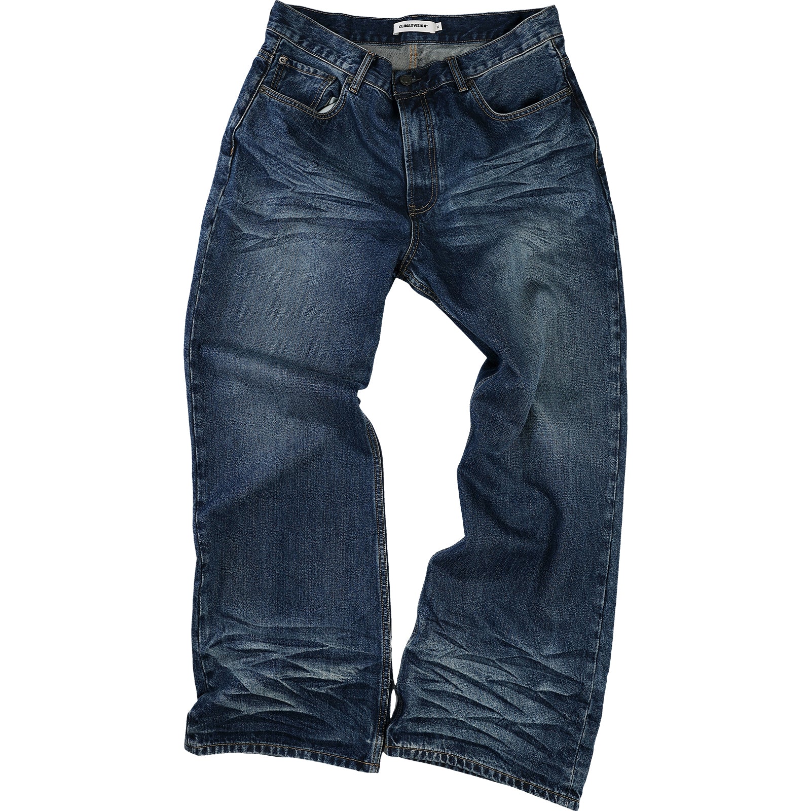 Blue Water Ripple Retro Heavy Washed Faded Straight-Leg Pants