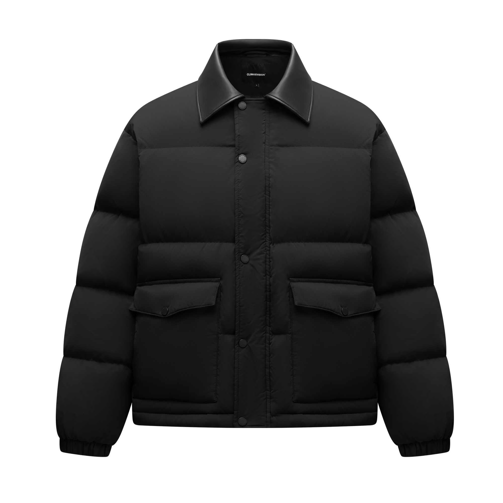 Leather Collar Winter Down Puff Jacket