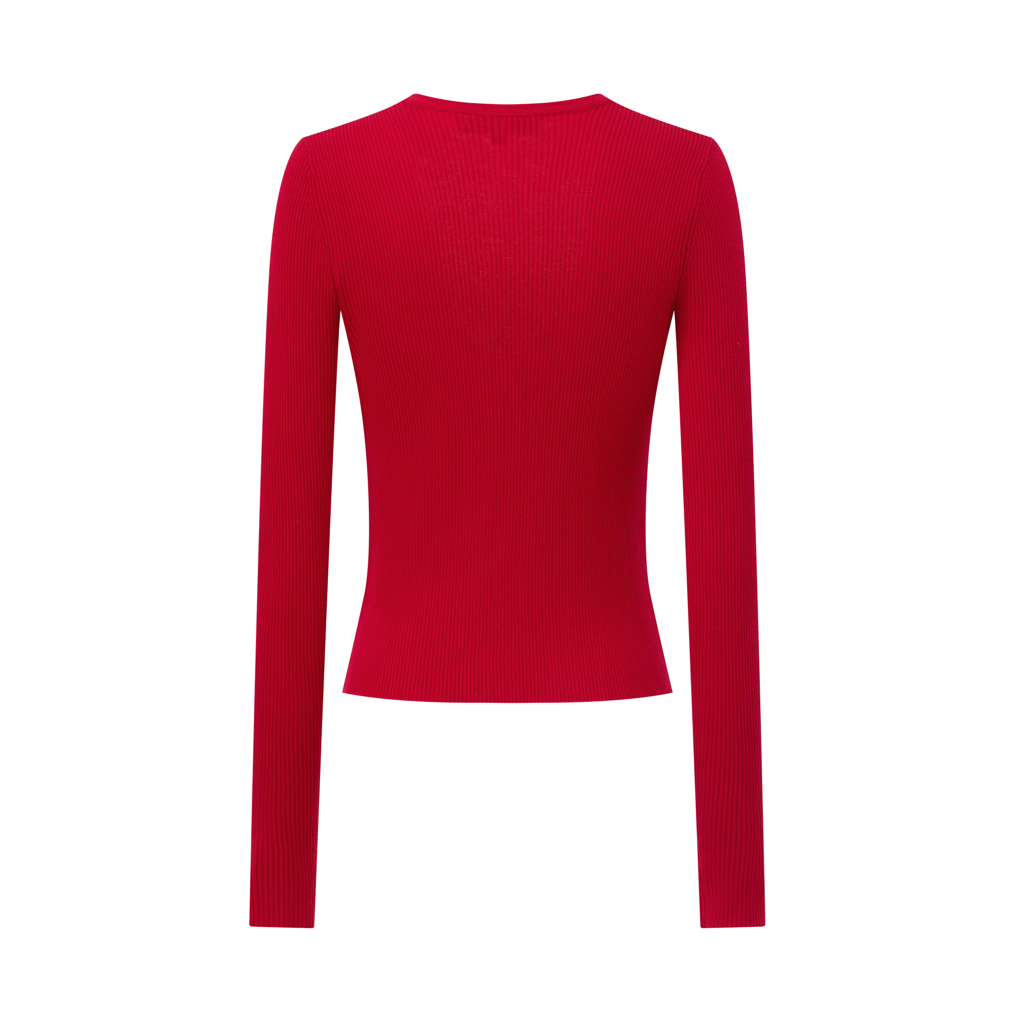 Red Wool Blend V-Neck Lace-Up Knit Cardigan