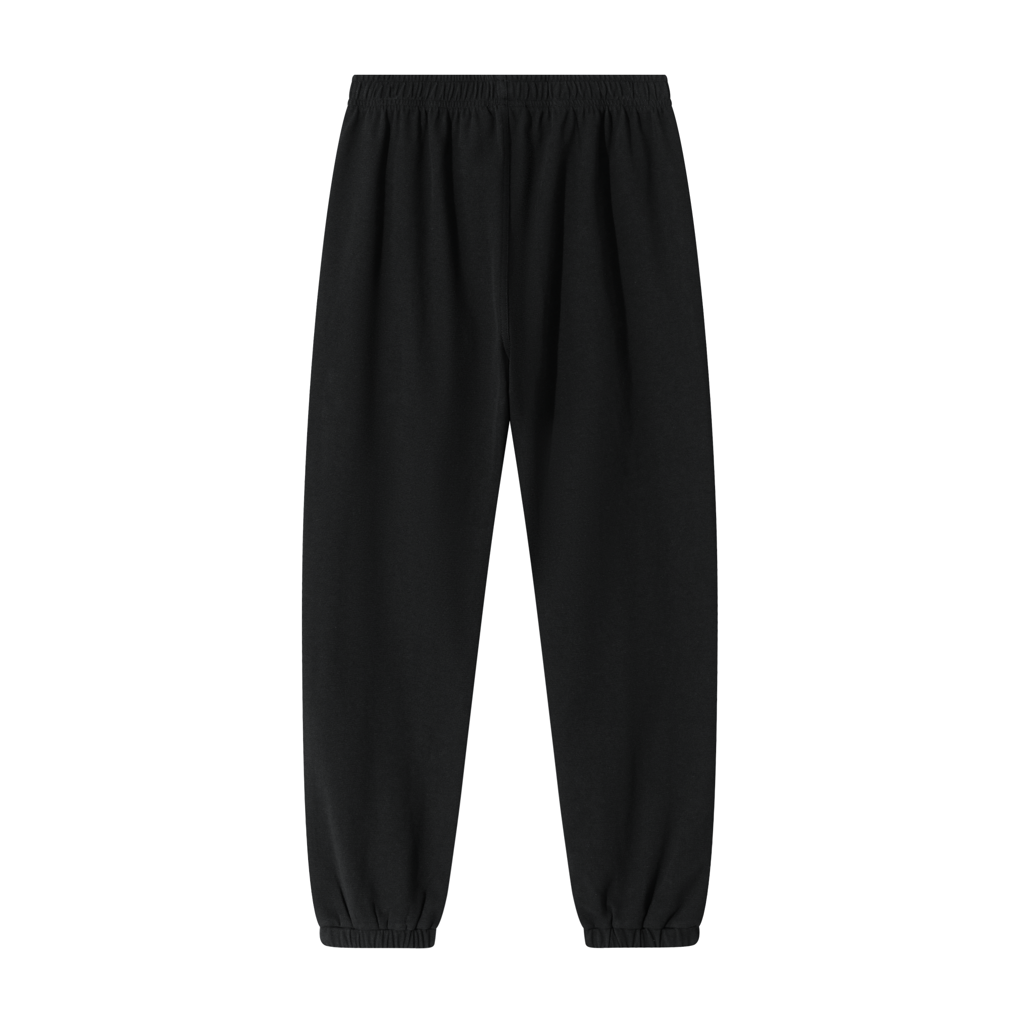 Black Textured Sporty Wide-cut Cuffed Casual Pants