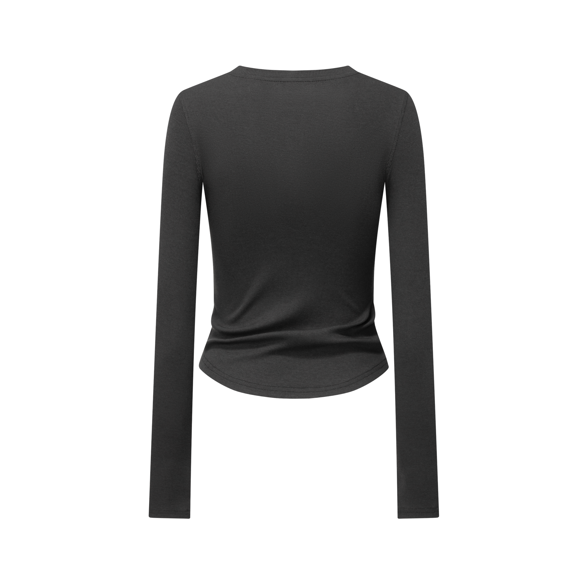 Gray Stretch Slim Cut Henley Collar Long Sleeves