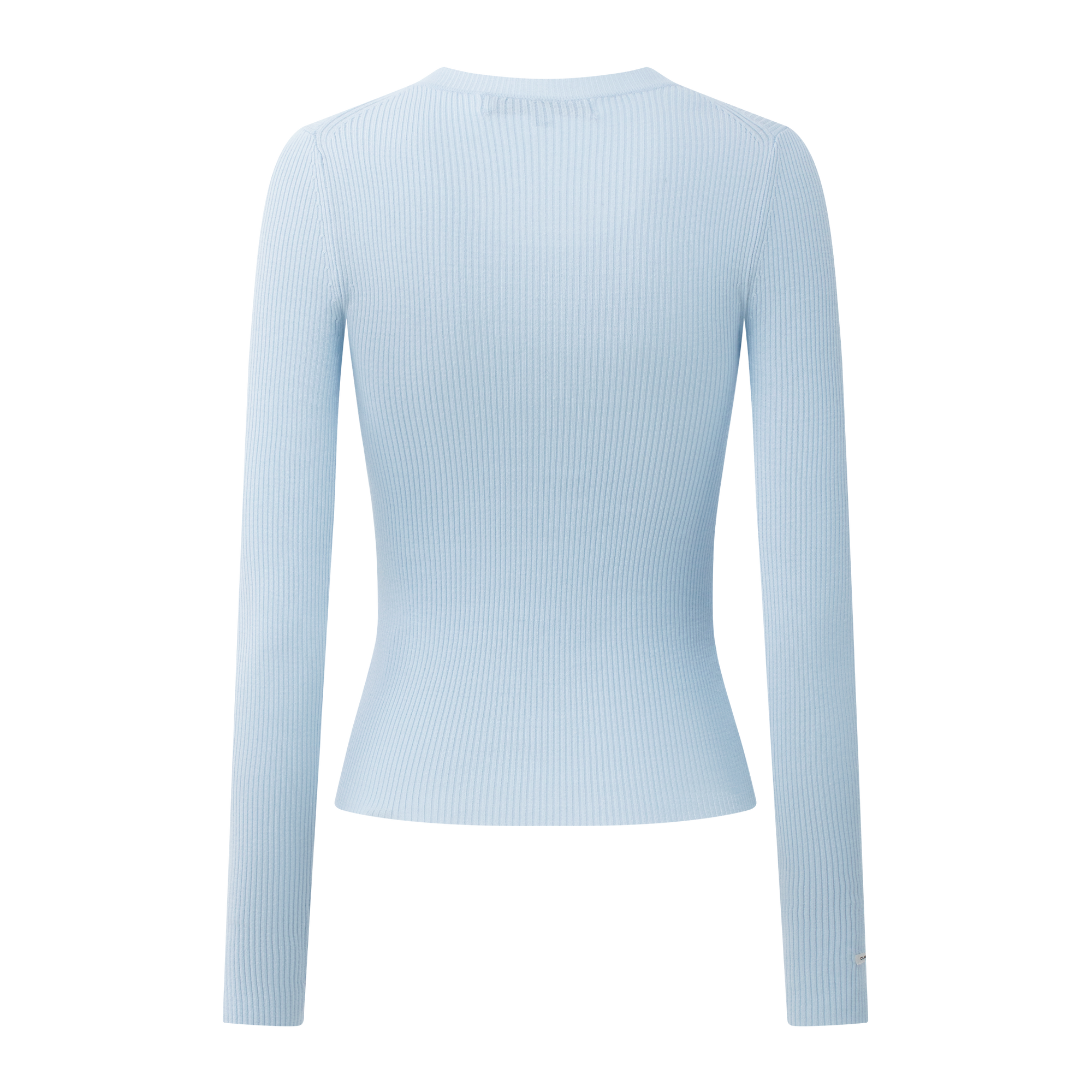 Blue High Twist Bamboo Yarn U-Neck Striped Slim Fit Knitted Shirt