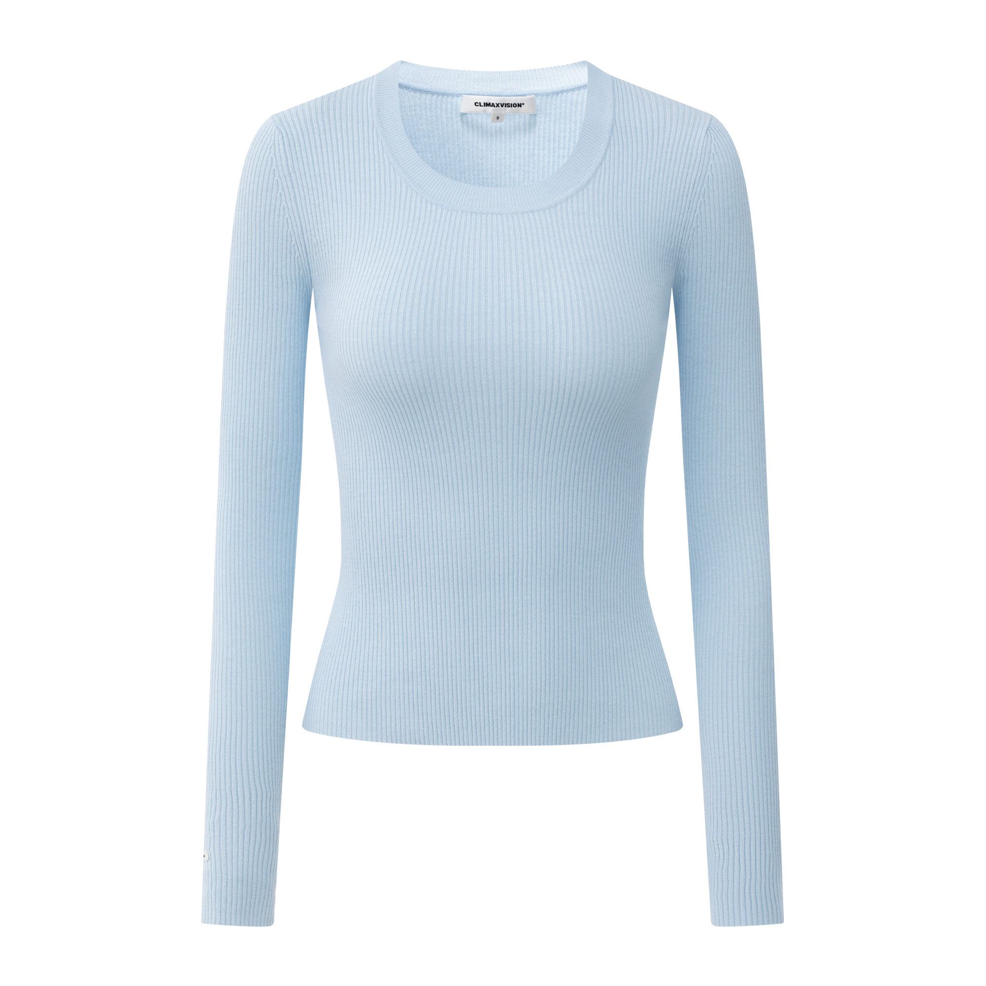 Blue High Twist Bamboo Yarn U-Neck Striped Slim Fit Knitted Shirt