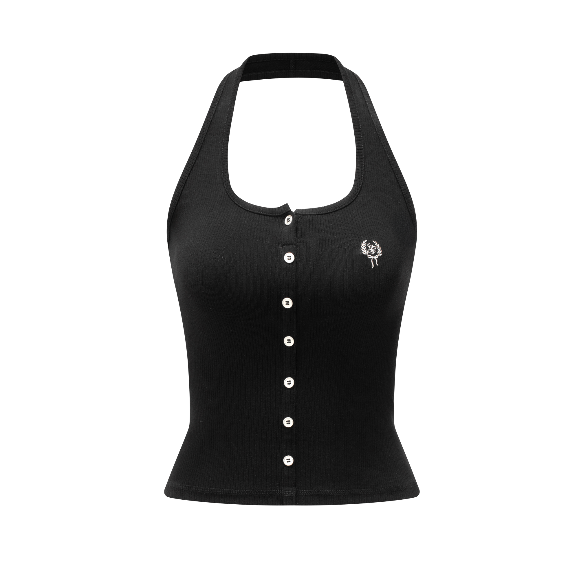 Black Stretch Halter Tank Top
