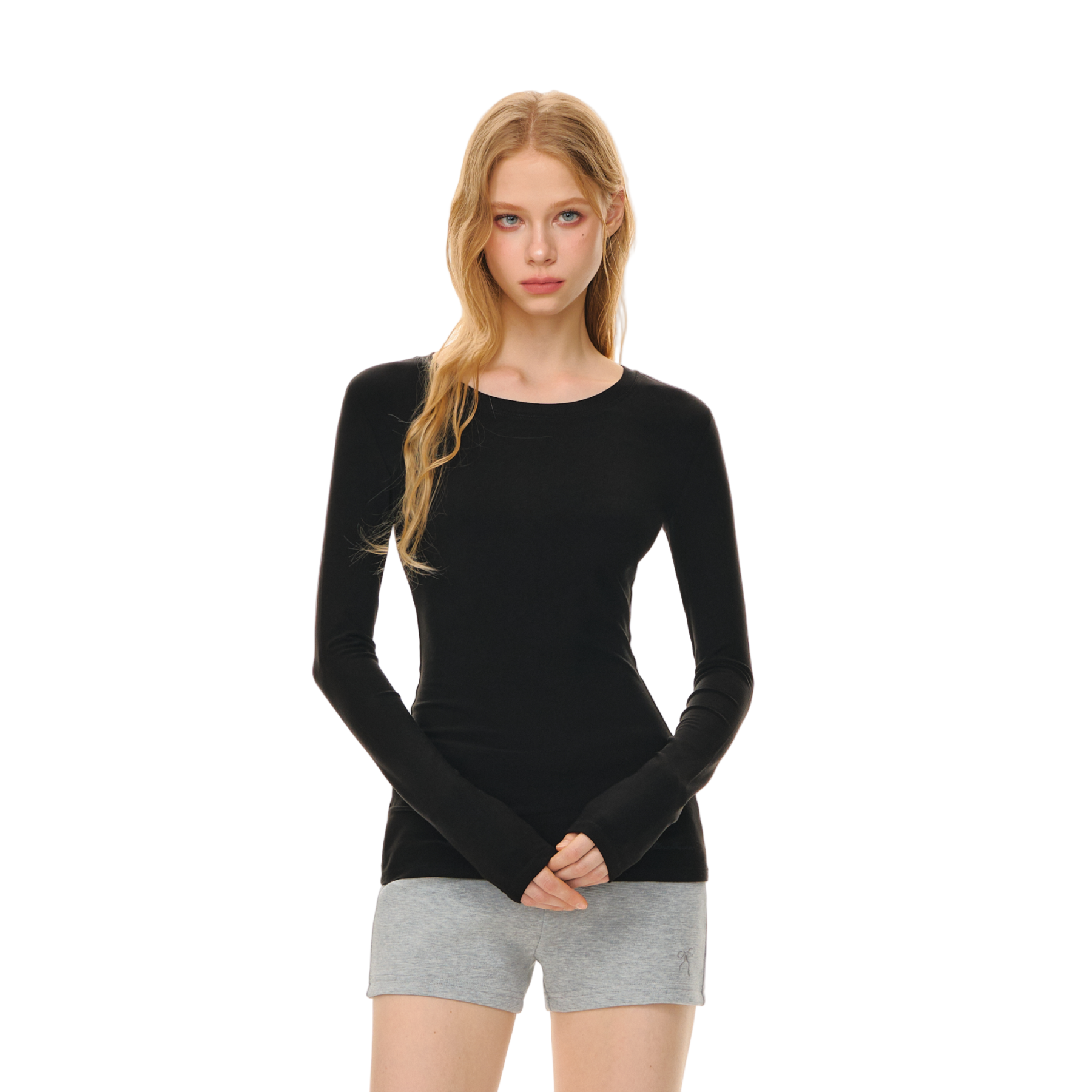 Black Long Sleeve Soft Mist Skin-Fitting Shaping Top