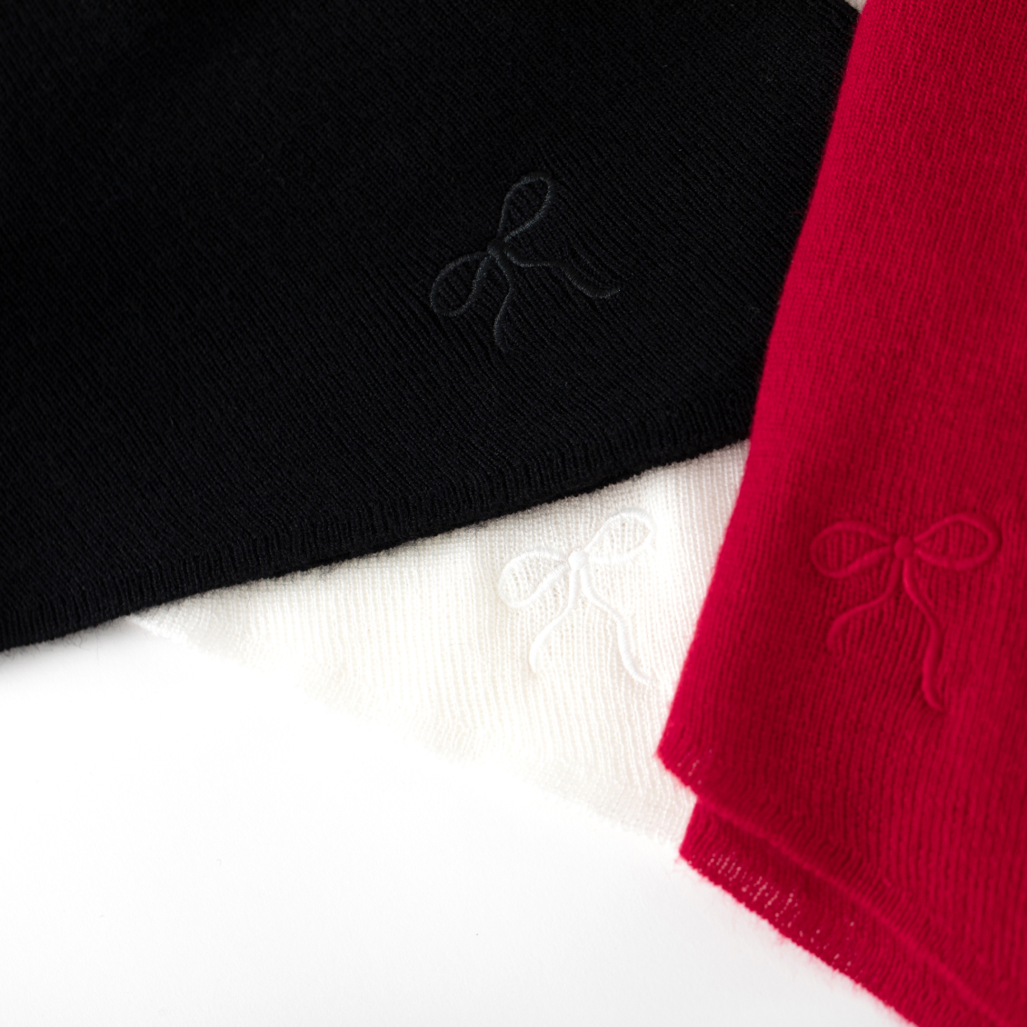 Red Wool Blend Stacked Pleated One-shoulder Knitted Long Sleeves