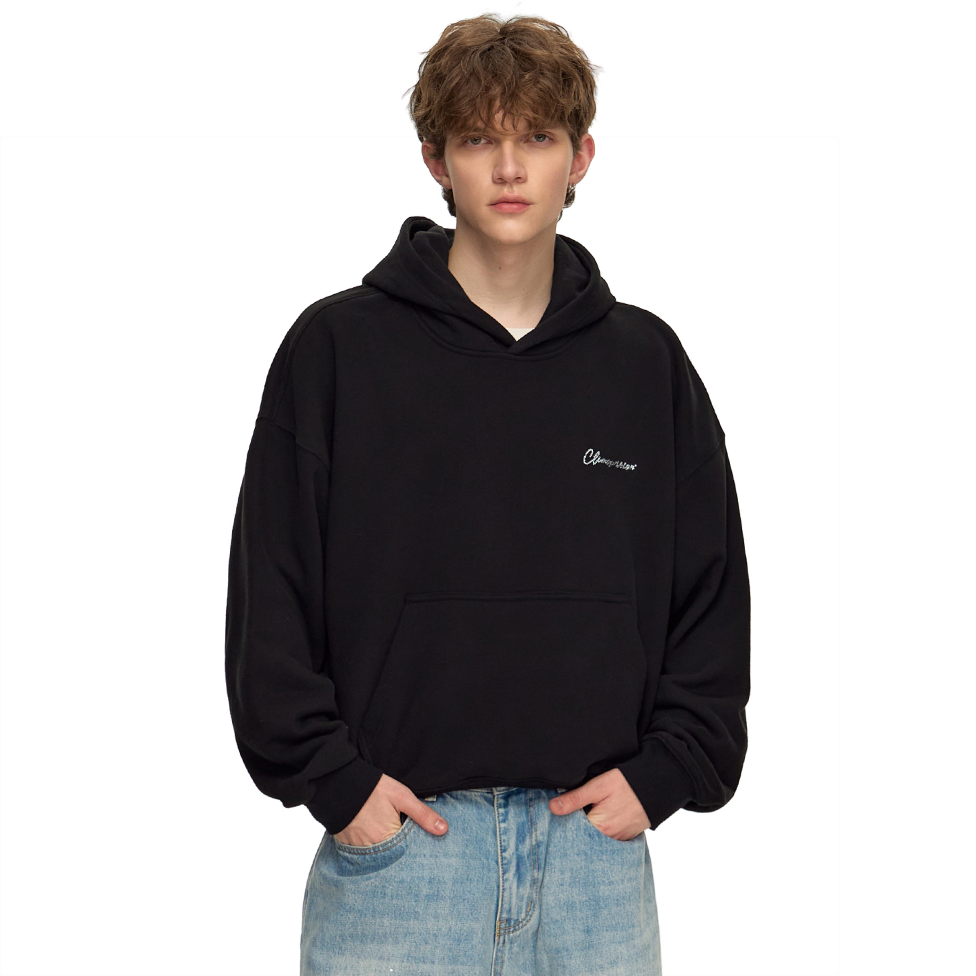 Cursive rhinestone hoodie
