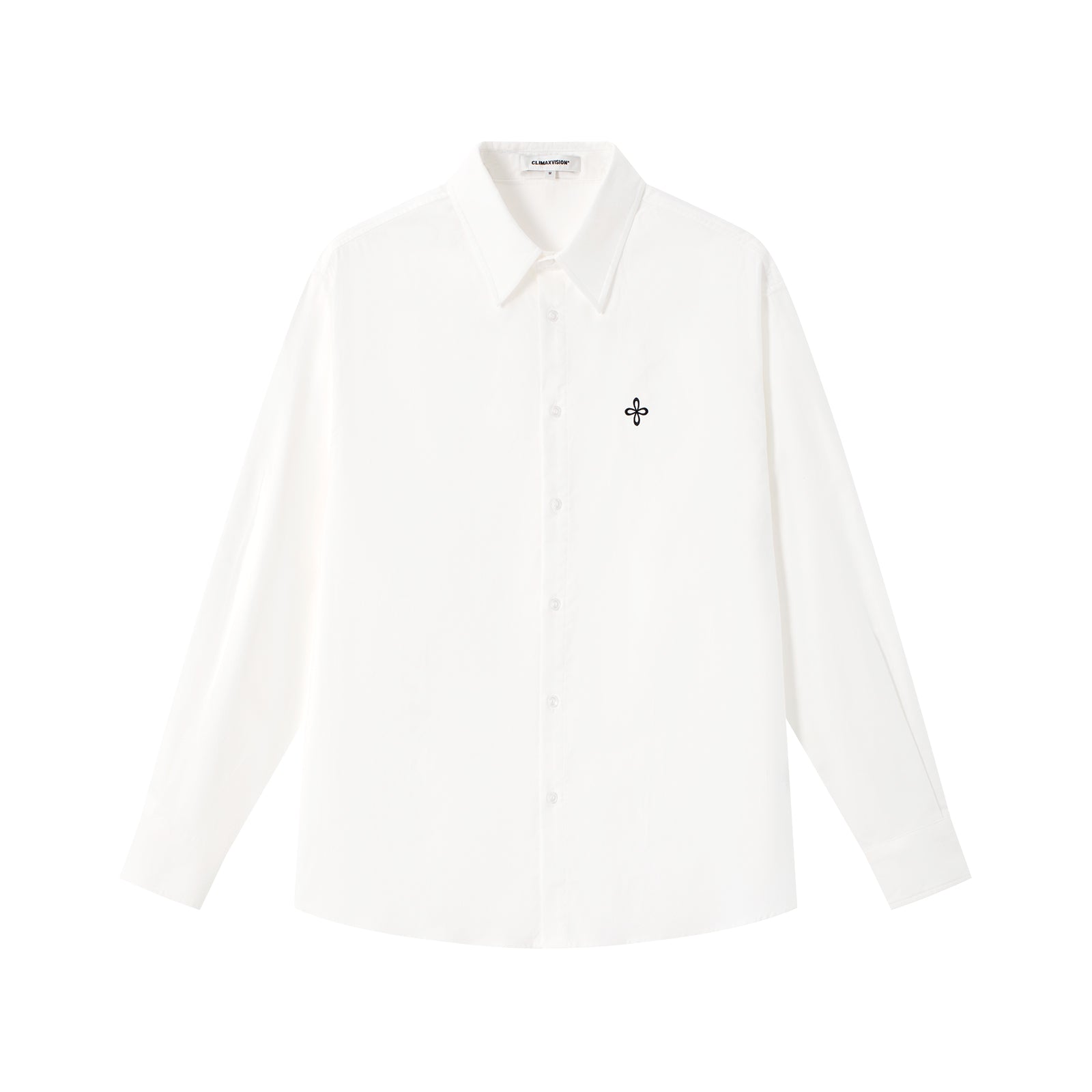 White Classic High Count Cotton Oxford Cross Embroidery Shirt