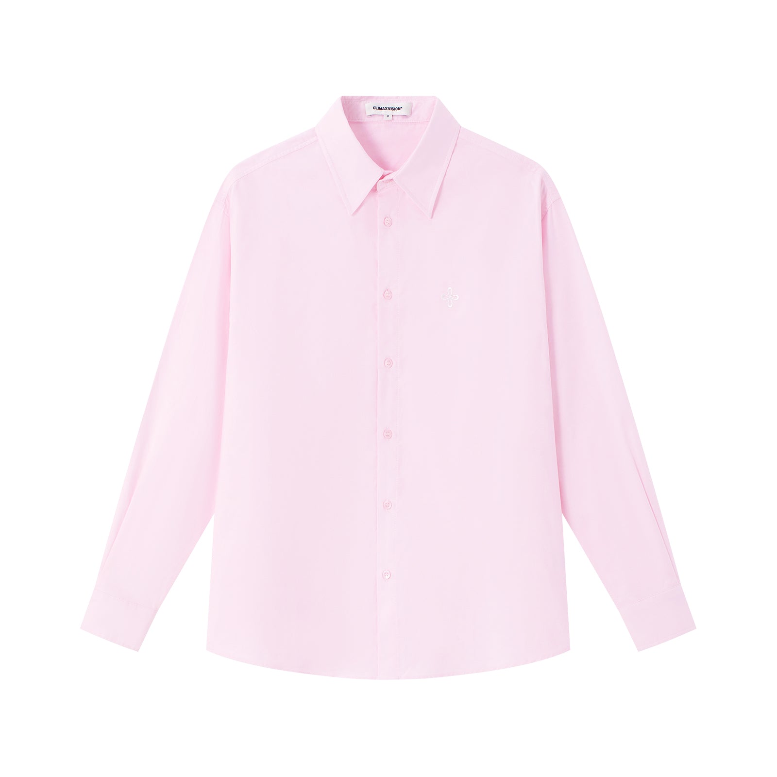 Pink Classic High Count Cotton Oxford Cross Embroidery Shirt