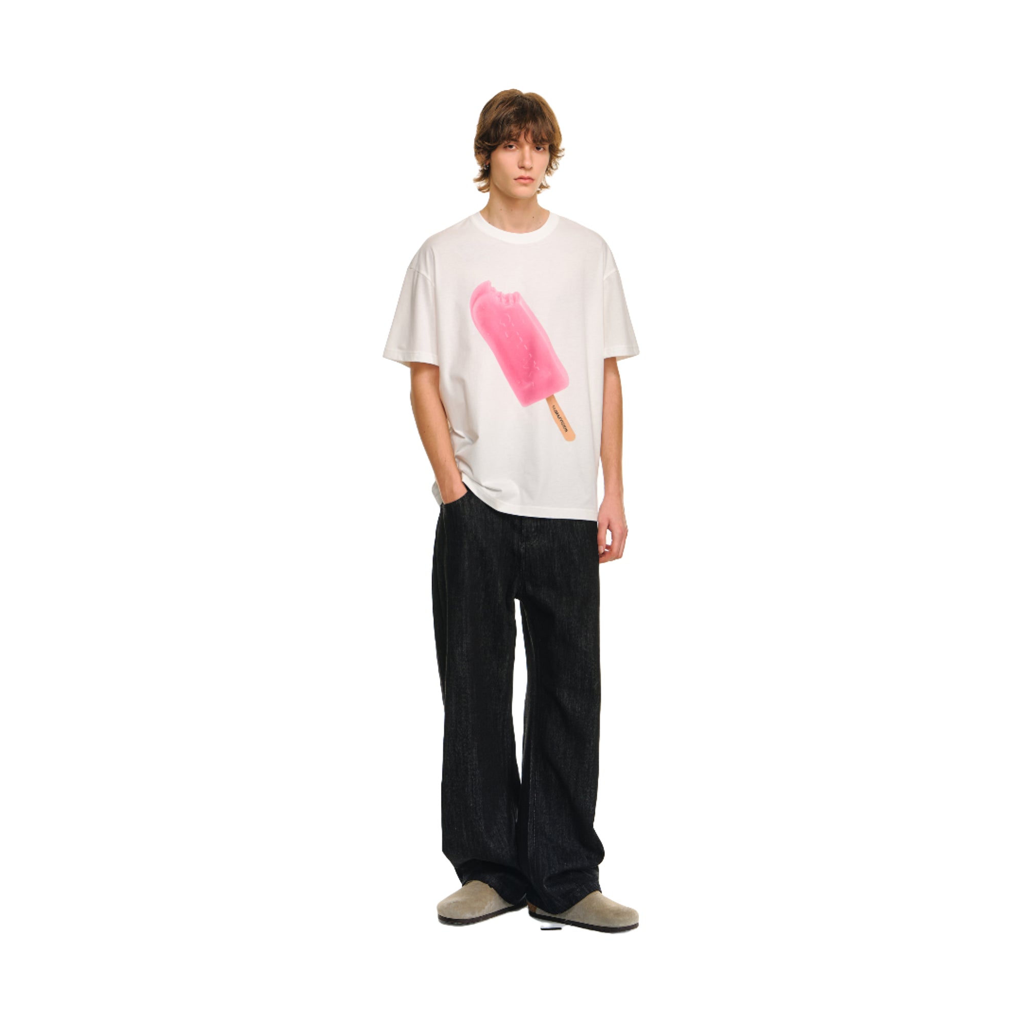 White Creative Ice Cream Print Short-sleeved T-shirt