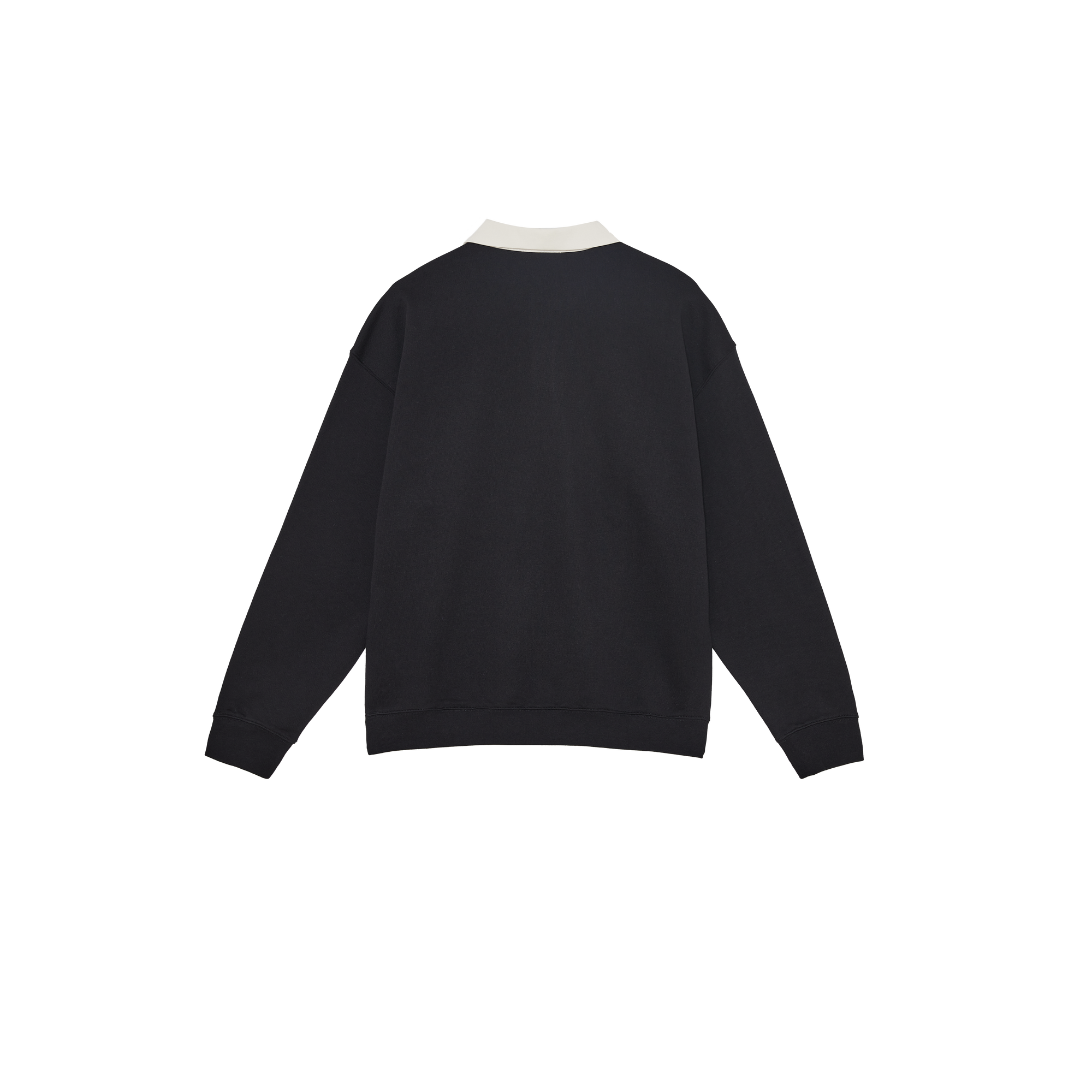 Black Embroidered Polo Collar Sweatshirt