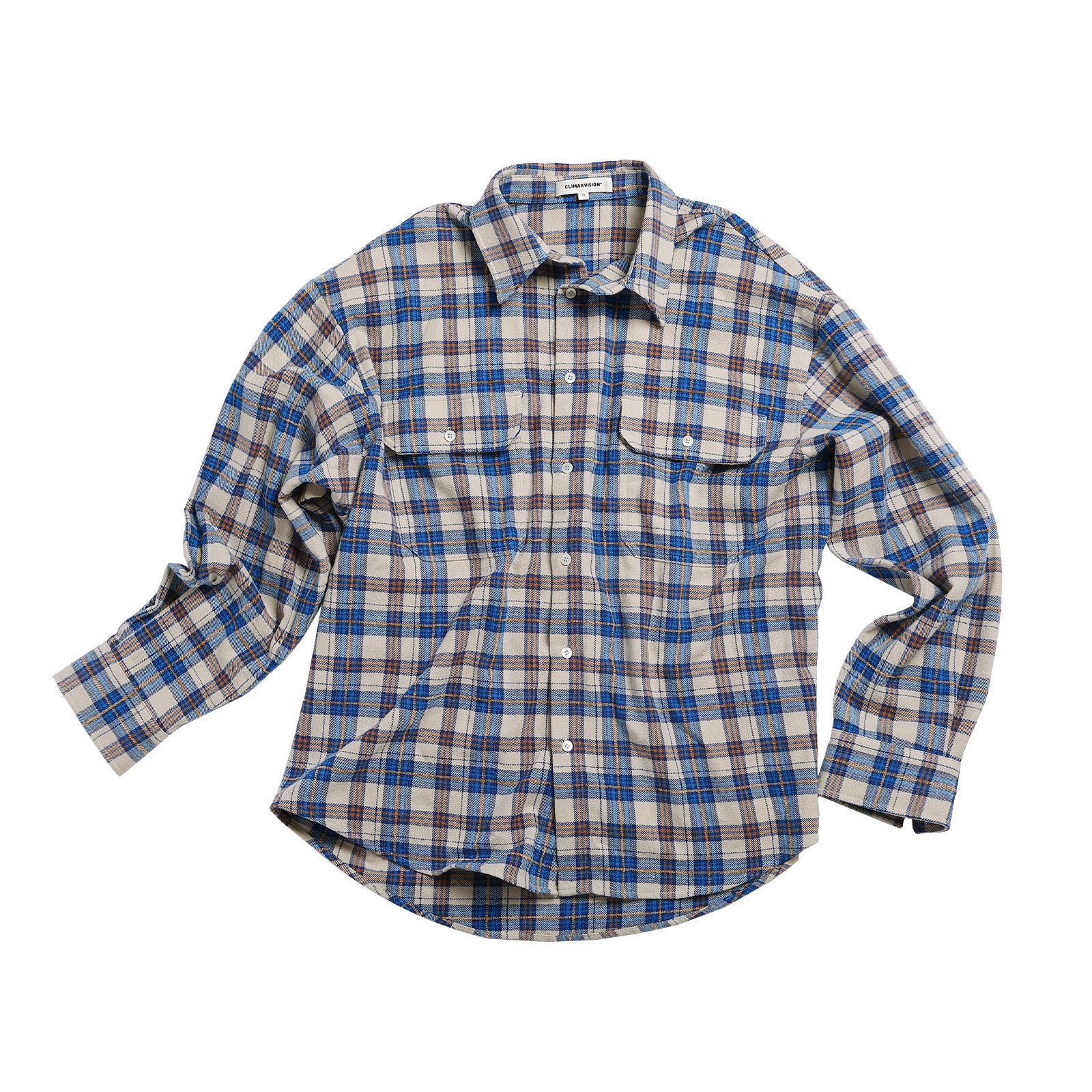 Blue Pearl Beaded Plaid Shirt Jacket