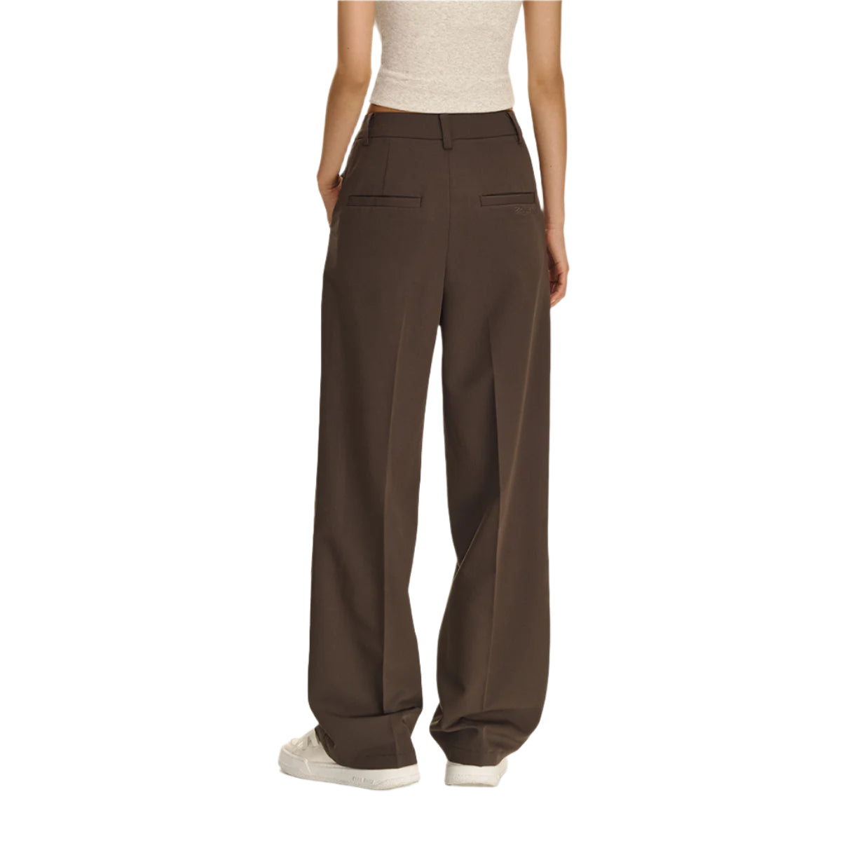 Brown High Waist Straight Trousers