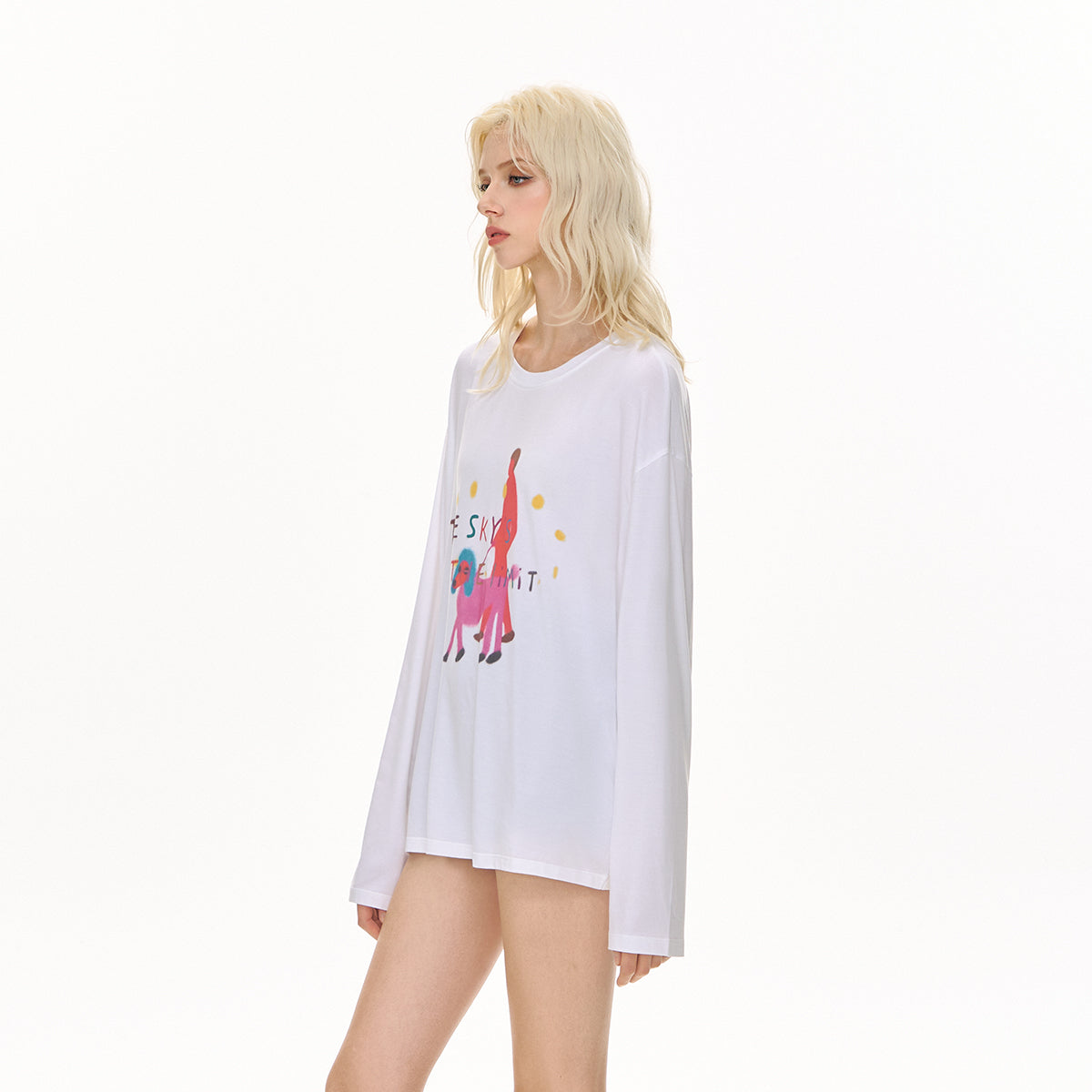 Fun Graffiti Lazy Soft Sunshade Air T-shirt In White