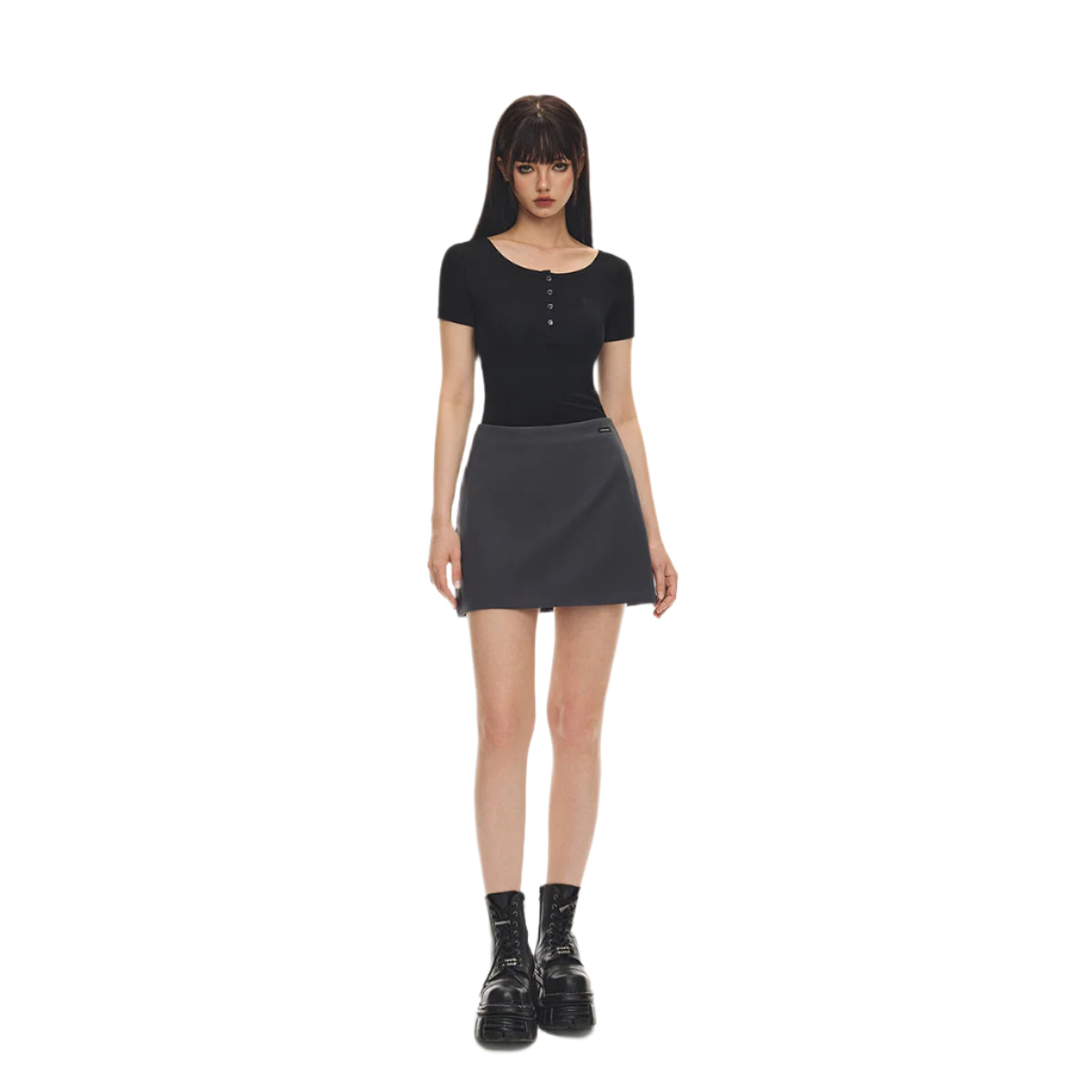 Dark grey minimalist suit skirt
