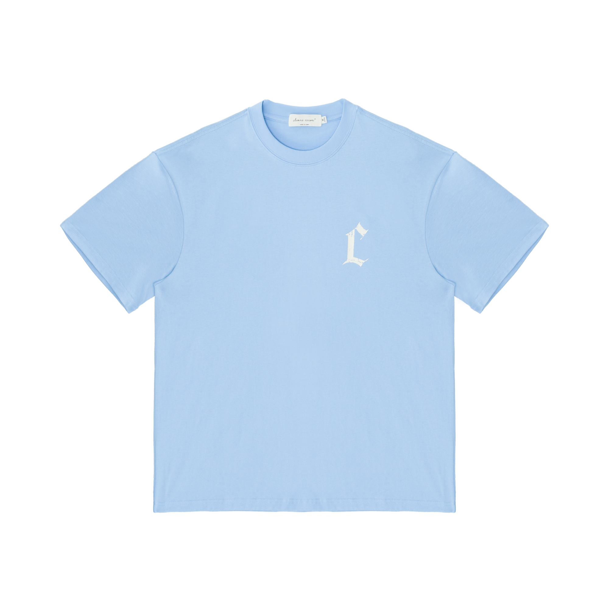 Ice Blue Frayed C-Print Short Sleeve