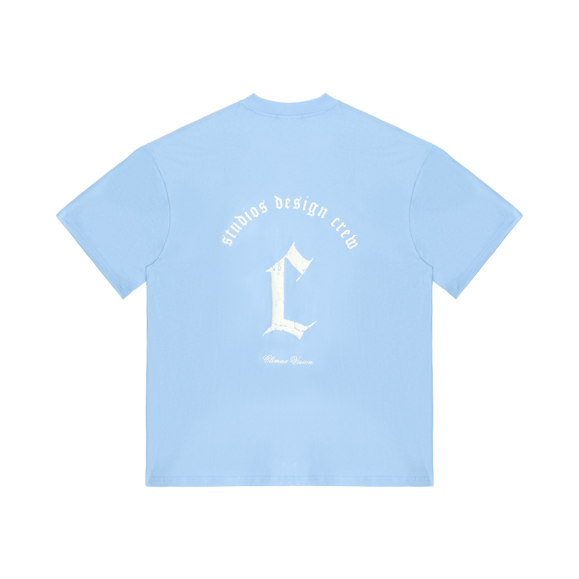 Ice Blue Frayed C-Print Short Sleeve