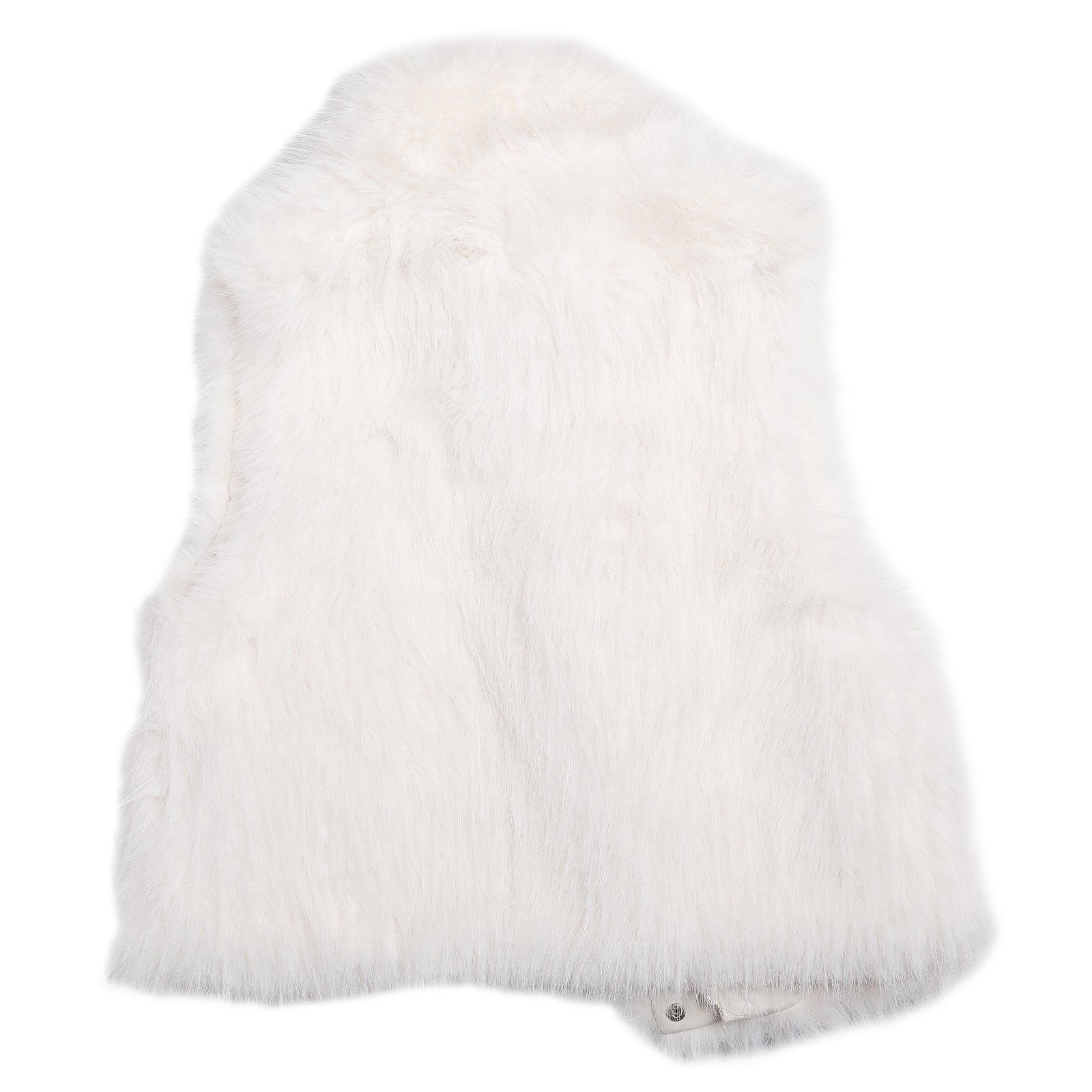 White Eco-friendly Faux Fox Fur Stand Collar Vest