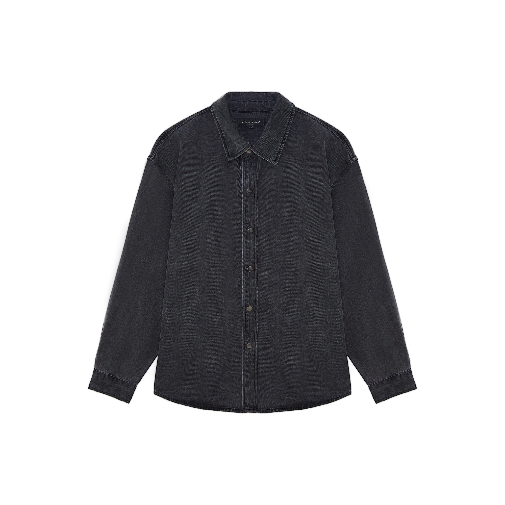 Black Lyocell Certified Washed Distressed Denim Shirt