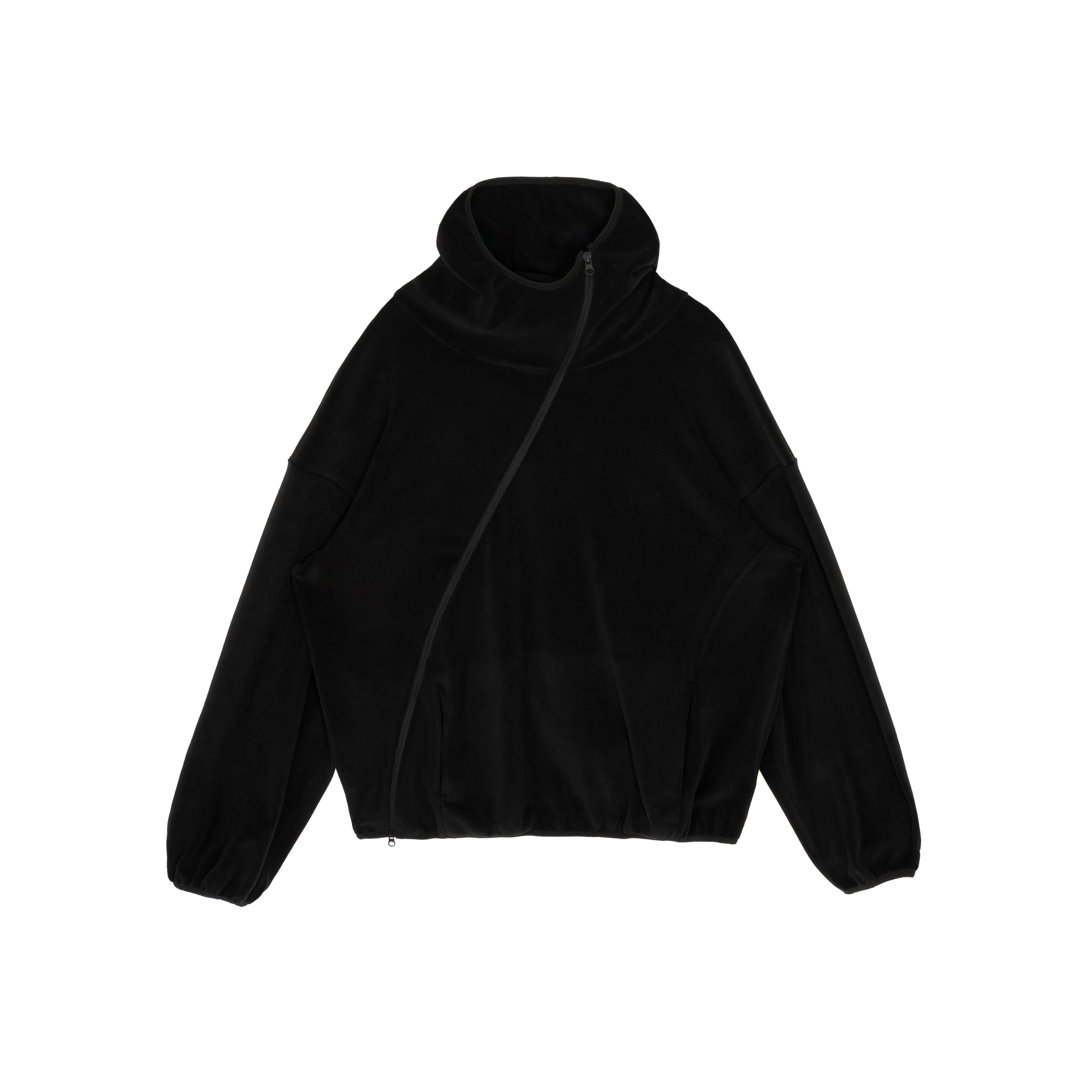 Black Polar Diagonal Zip Hoodie