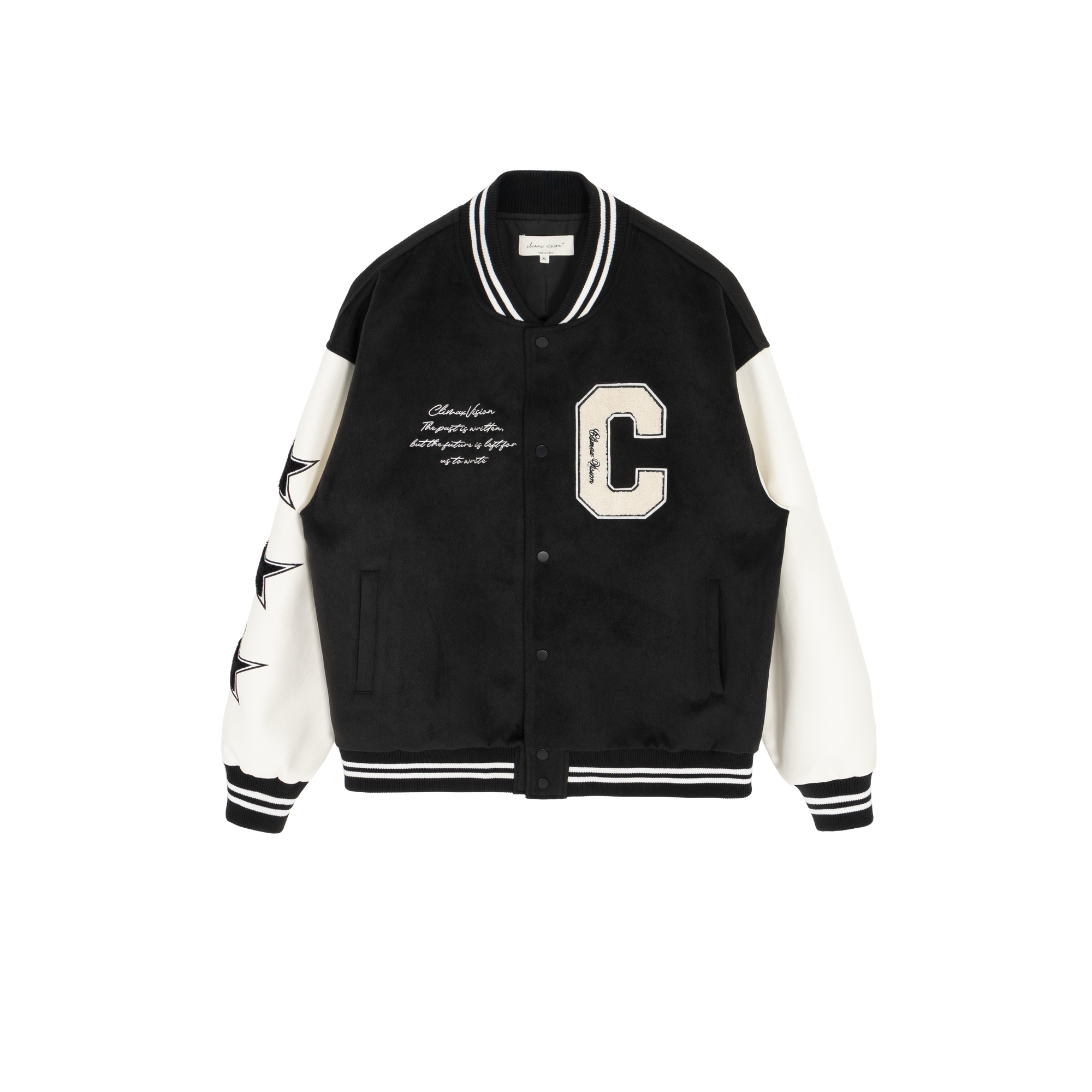 Black C-Letter Towel Embroidered Star Jacket