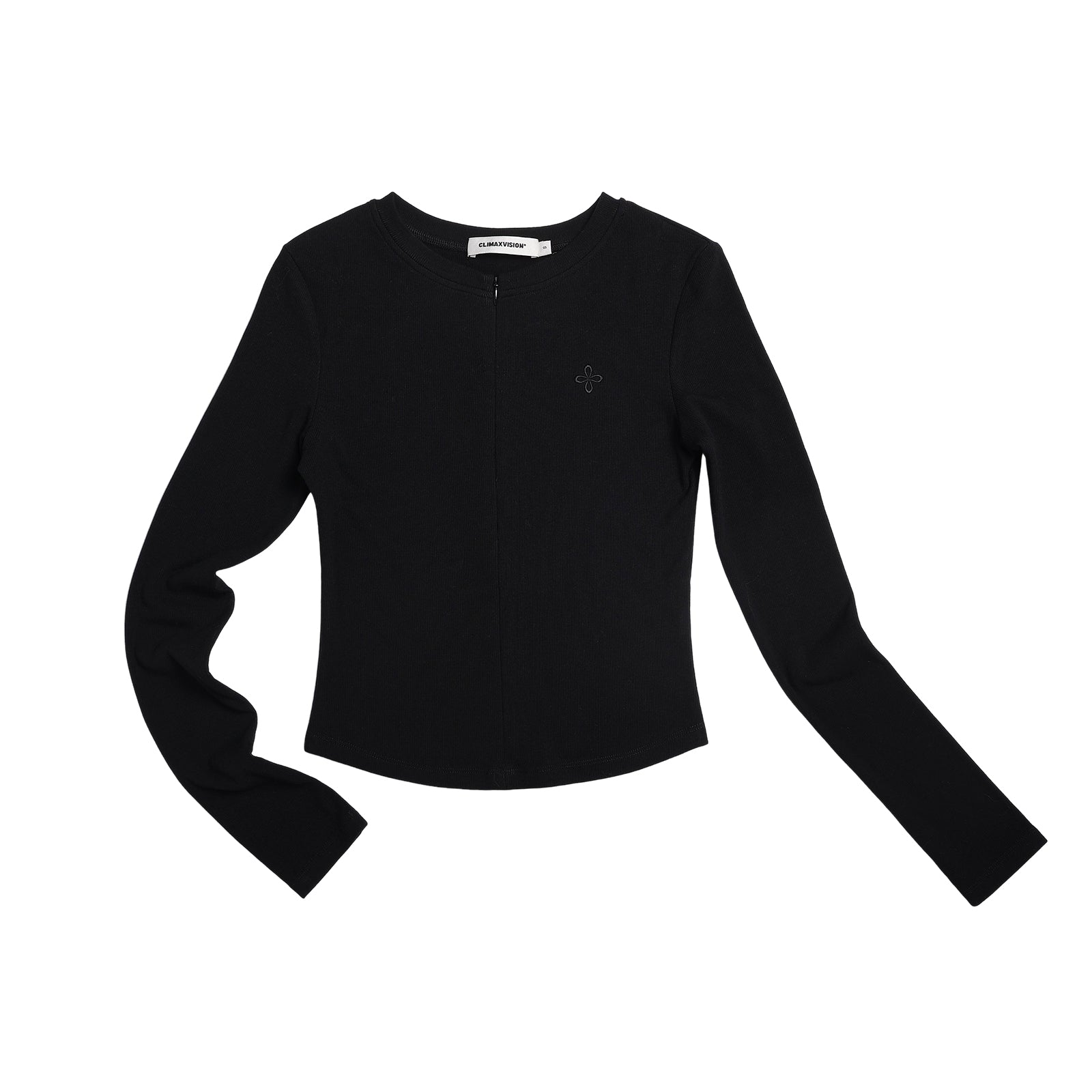 Black Embroidered Half-Zip Brushed Long Sleeve