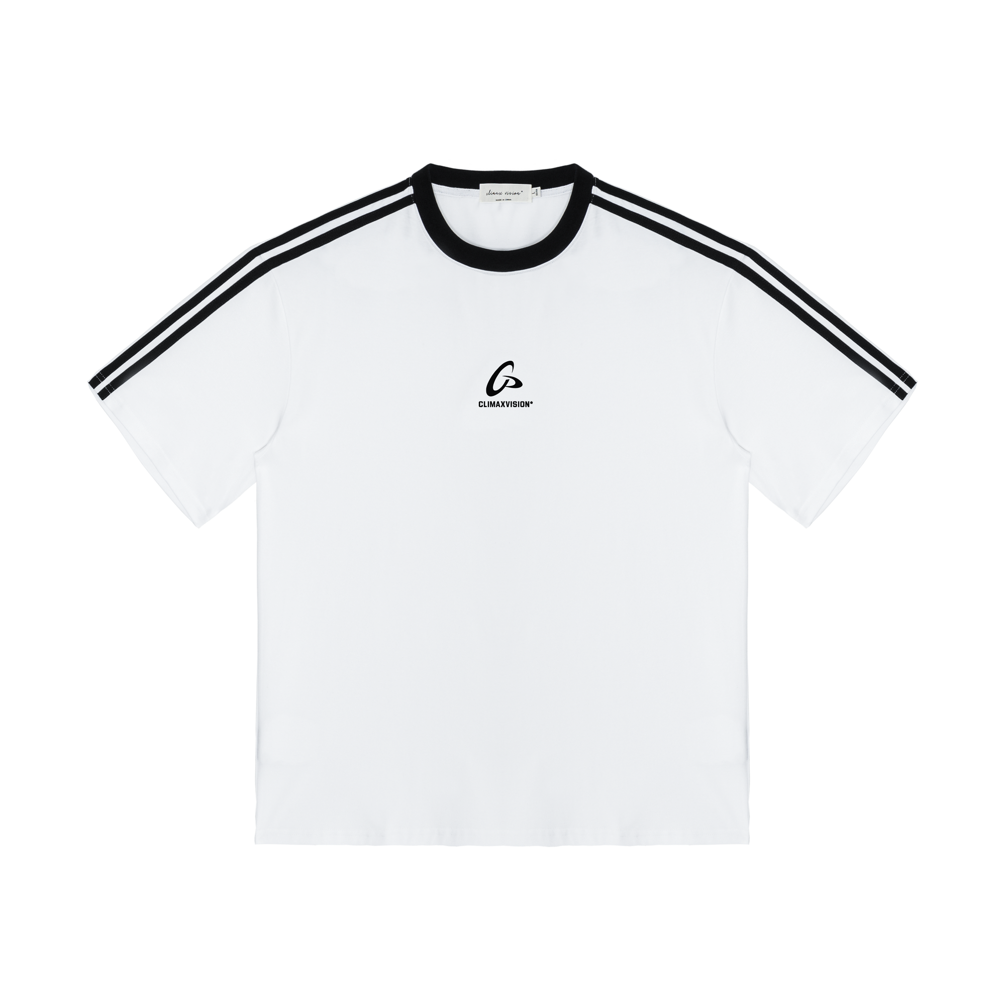 White Retro Sports Contrast Stripe T-Shirt