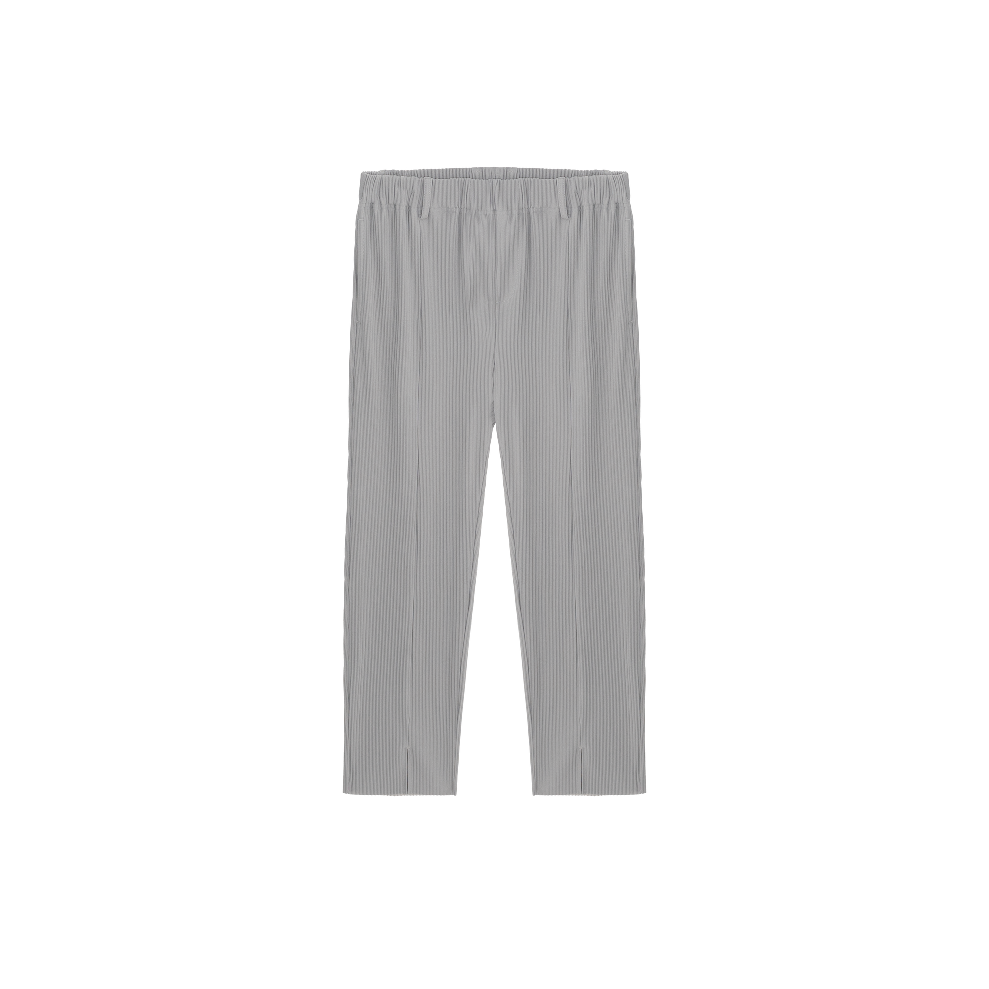 Silver Grey Drape Pleated Textured Slit Trousers