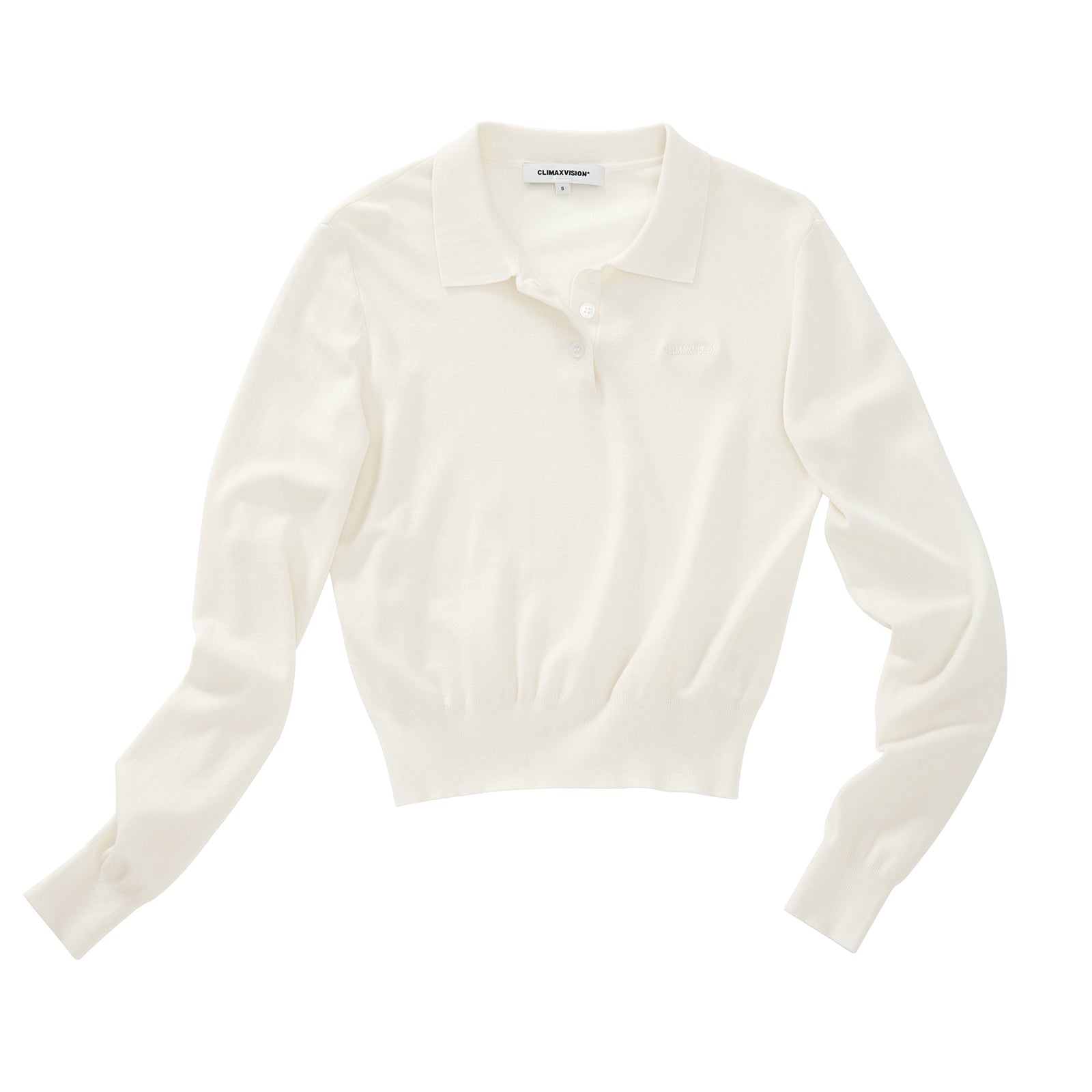 Lyocell Lapel POLO Long Sleeve Sweater In White