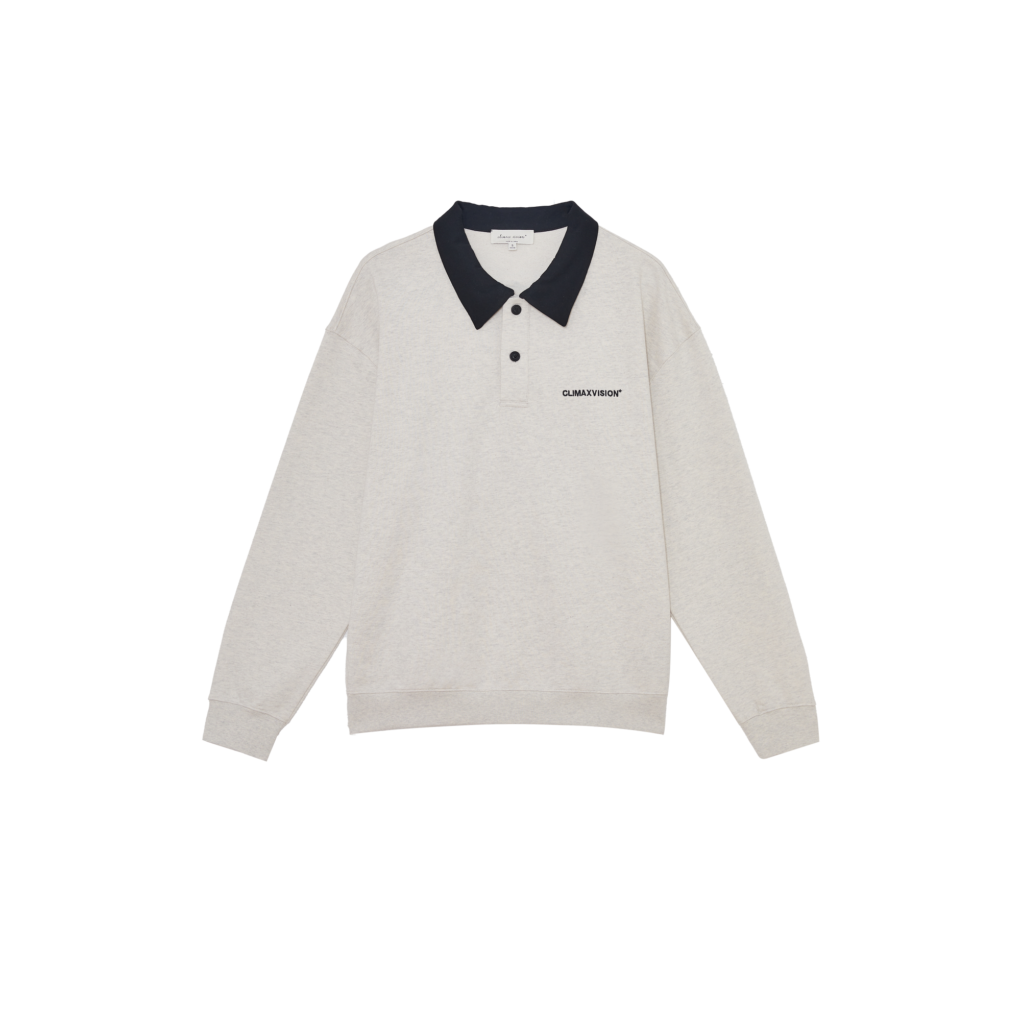 Oatmeal Embroidered Polo Neck Sweatshirt