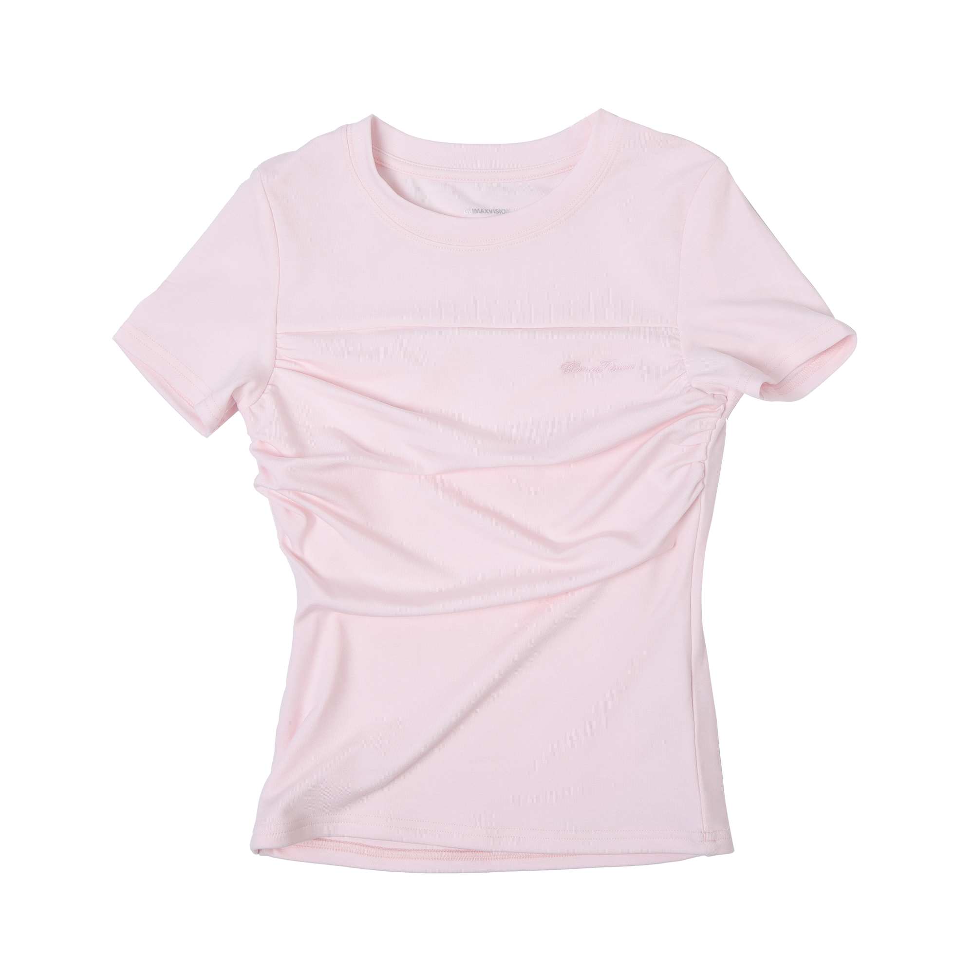 Pink Lyocell Ruffled Short-Sleeve