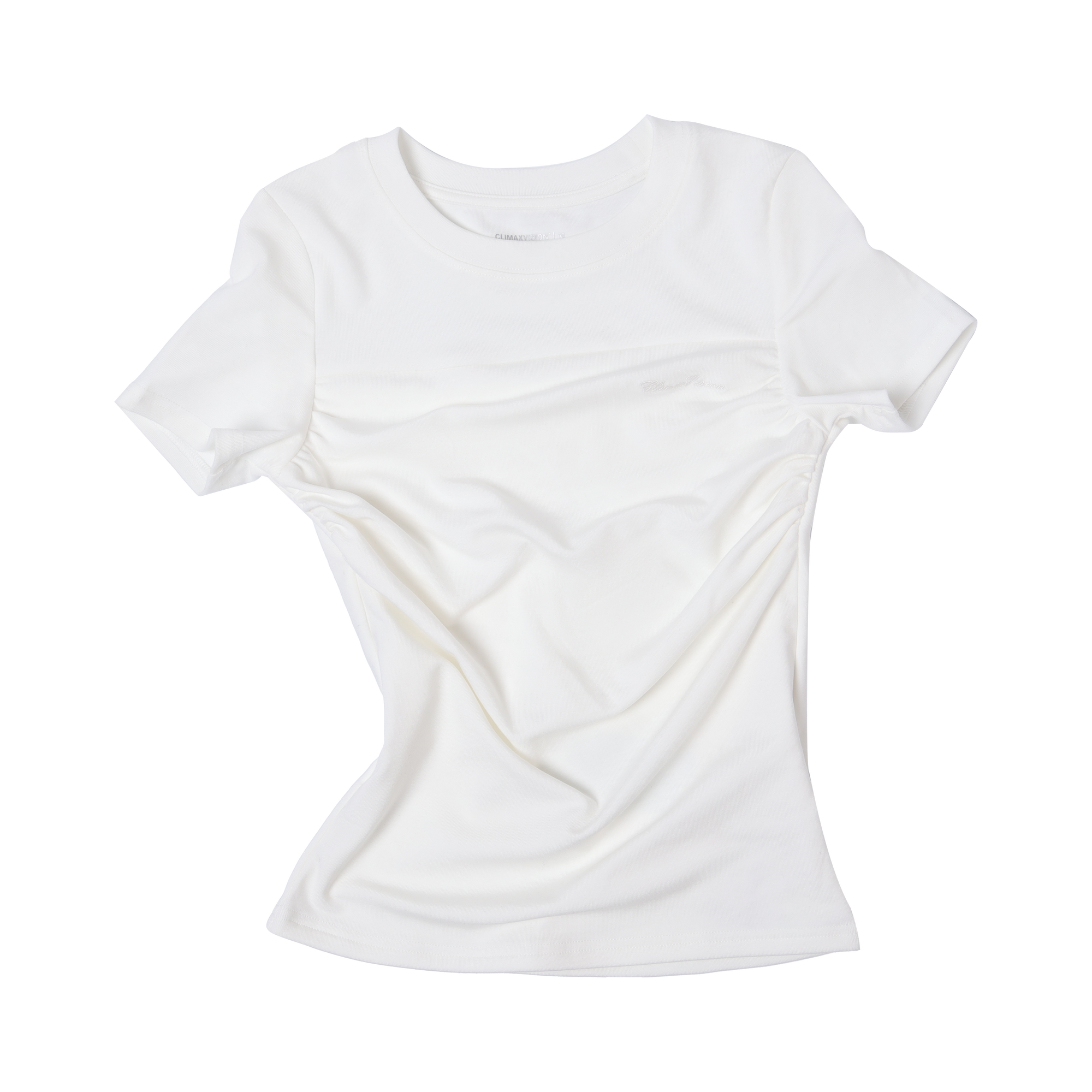 White Lyocell Pleated Short Sleeve