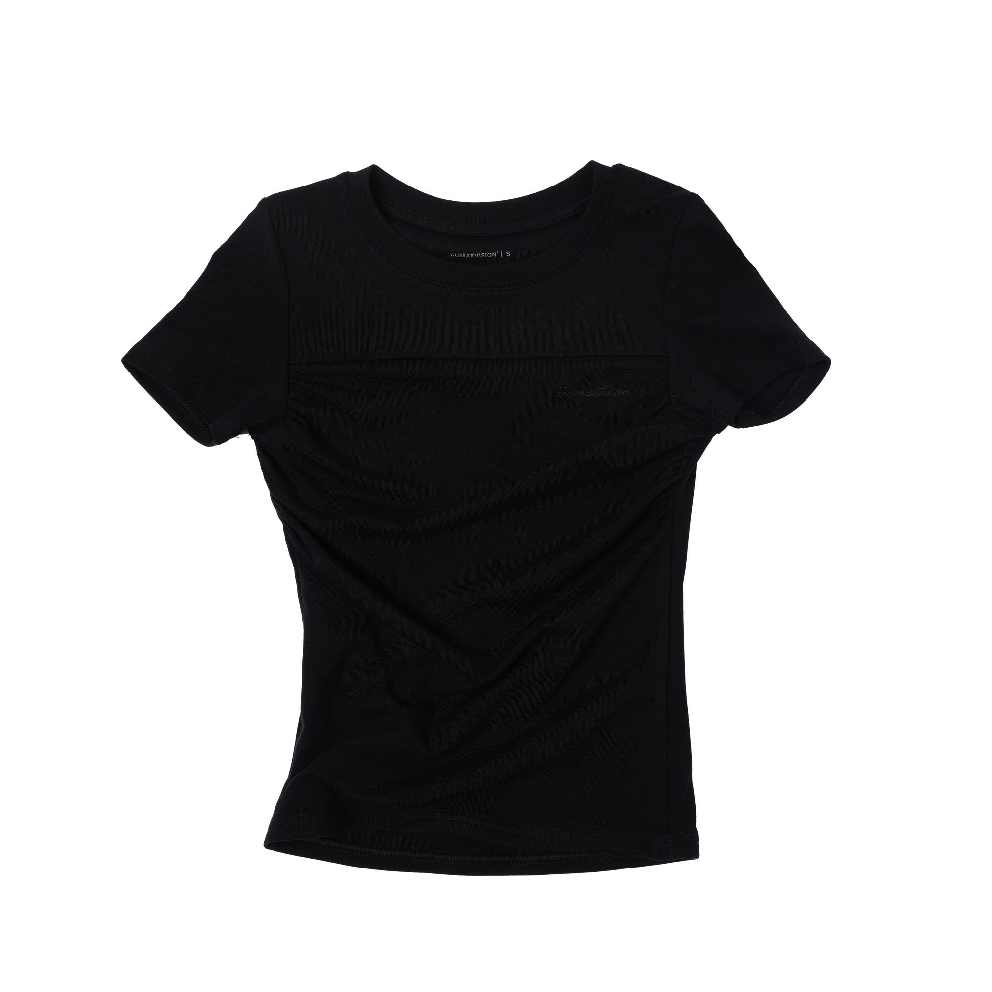 Black Lyocell Pleated Short Sleeve