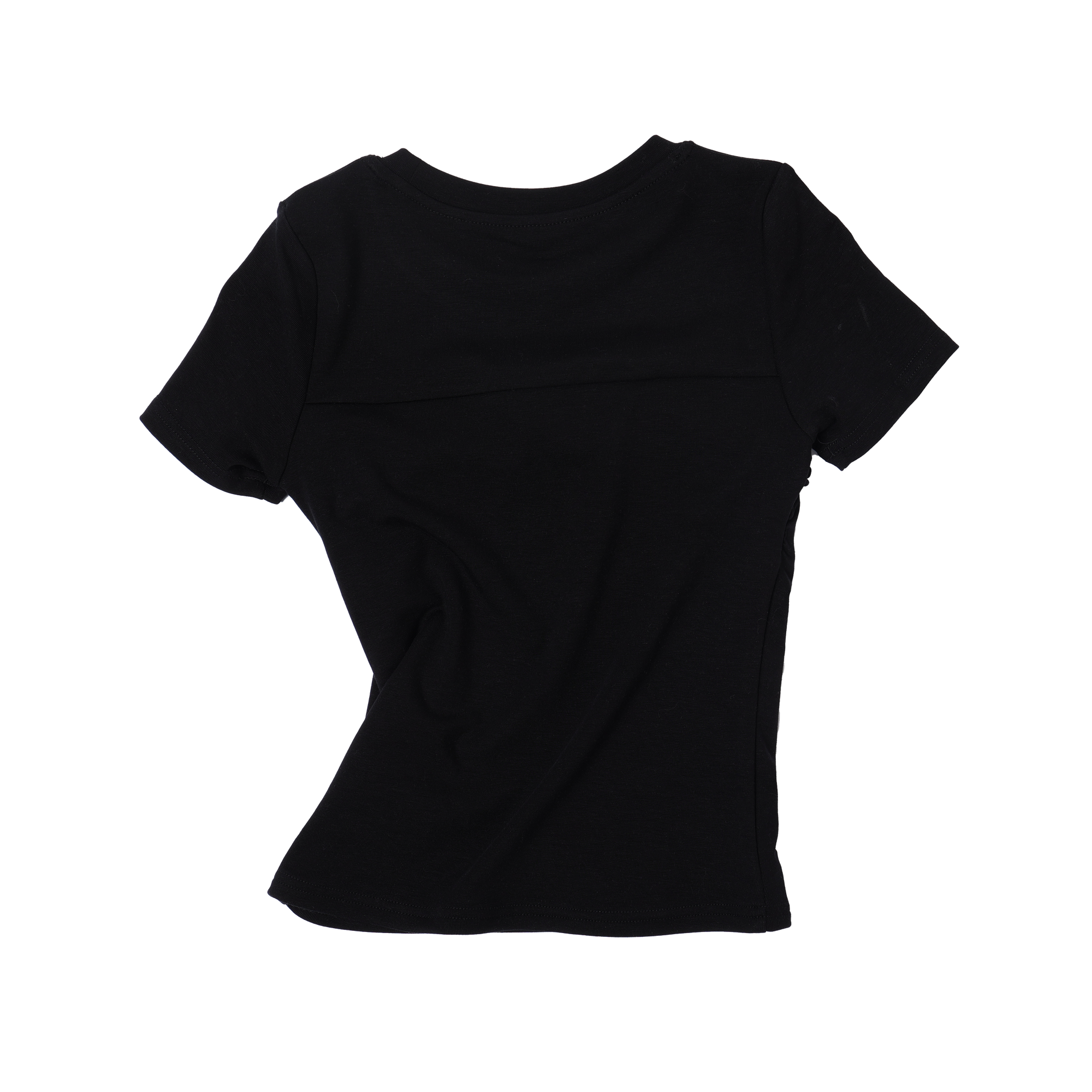 Black Lyocell Pleated Short Sleeve