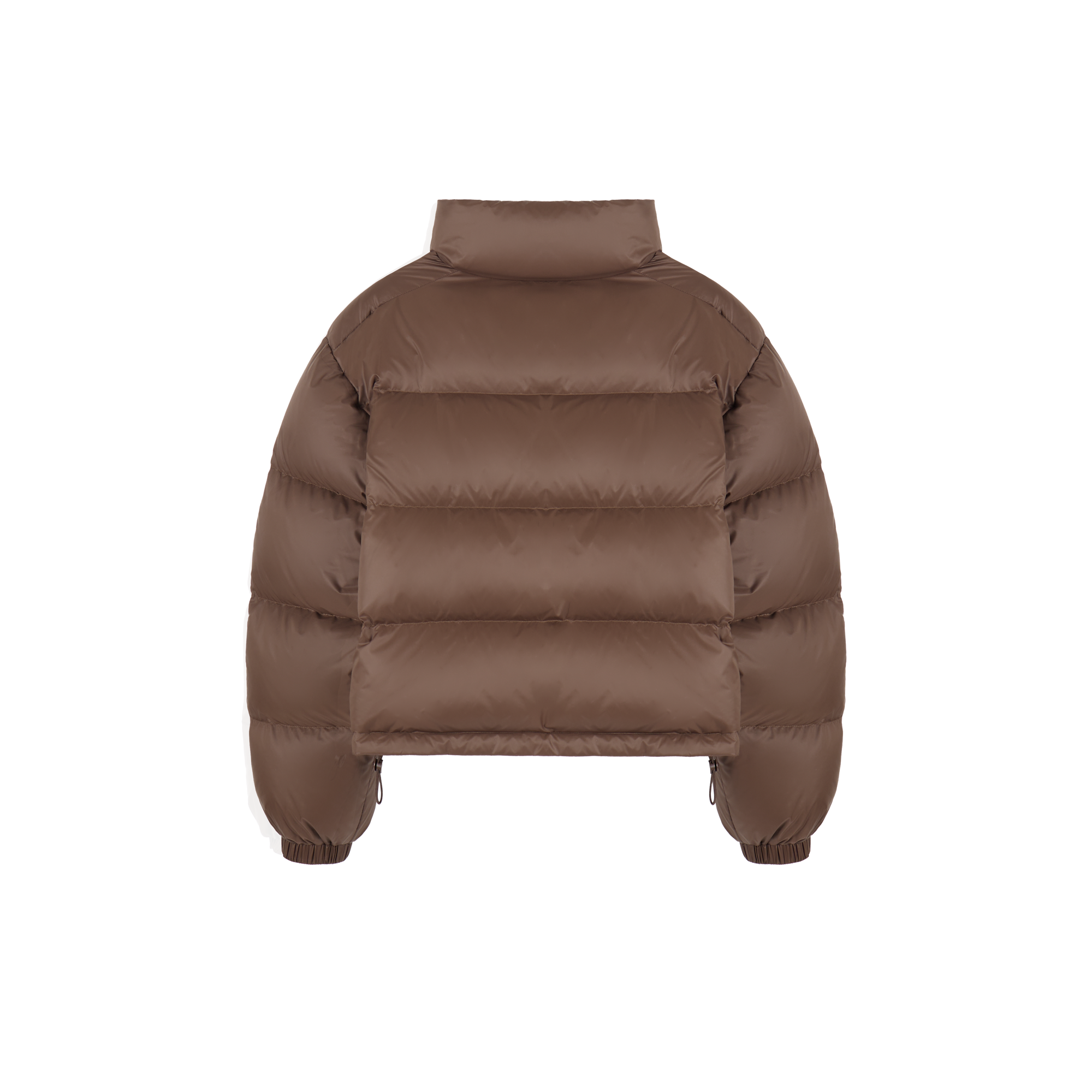 Brown logo embroidered short down jacket
