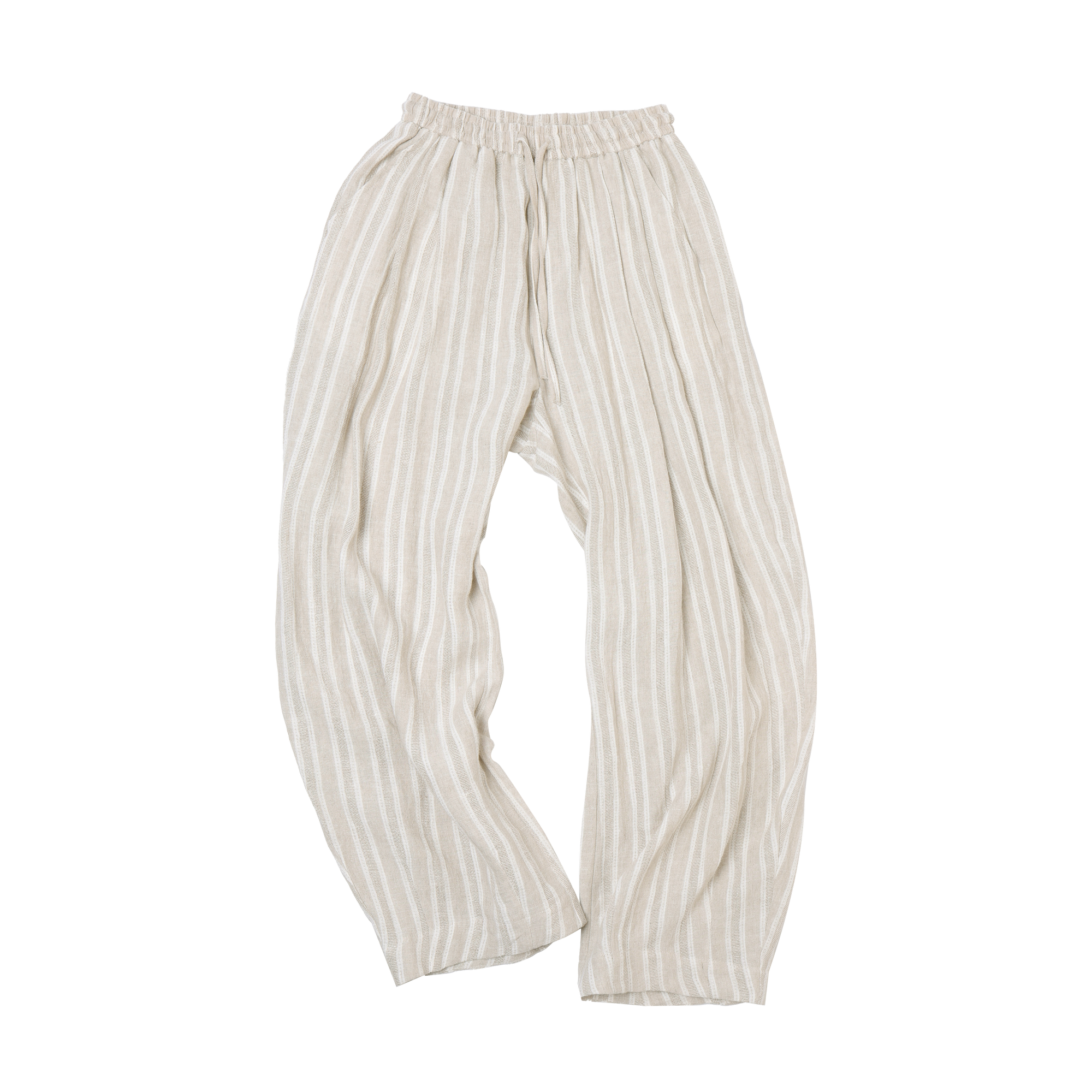 Apricot Striped Curved Balloon Pants