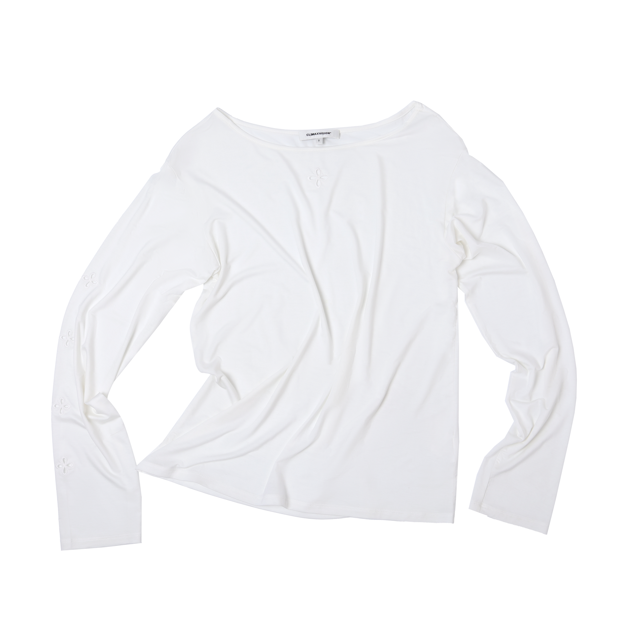 White Lyocell Cross-Patterned Long-Sleeved Cover-up
