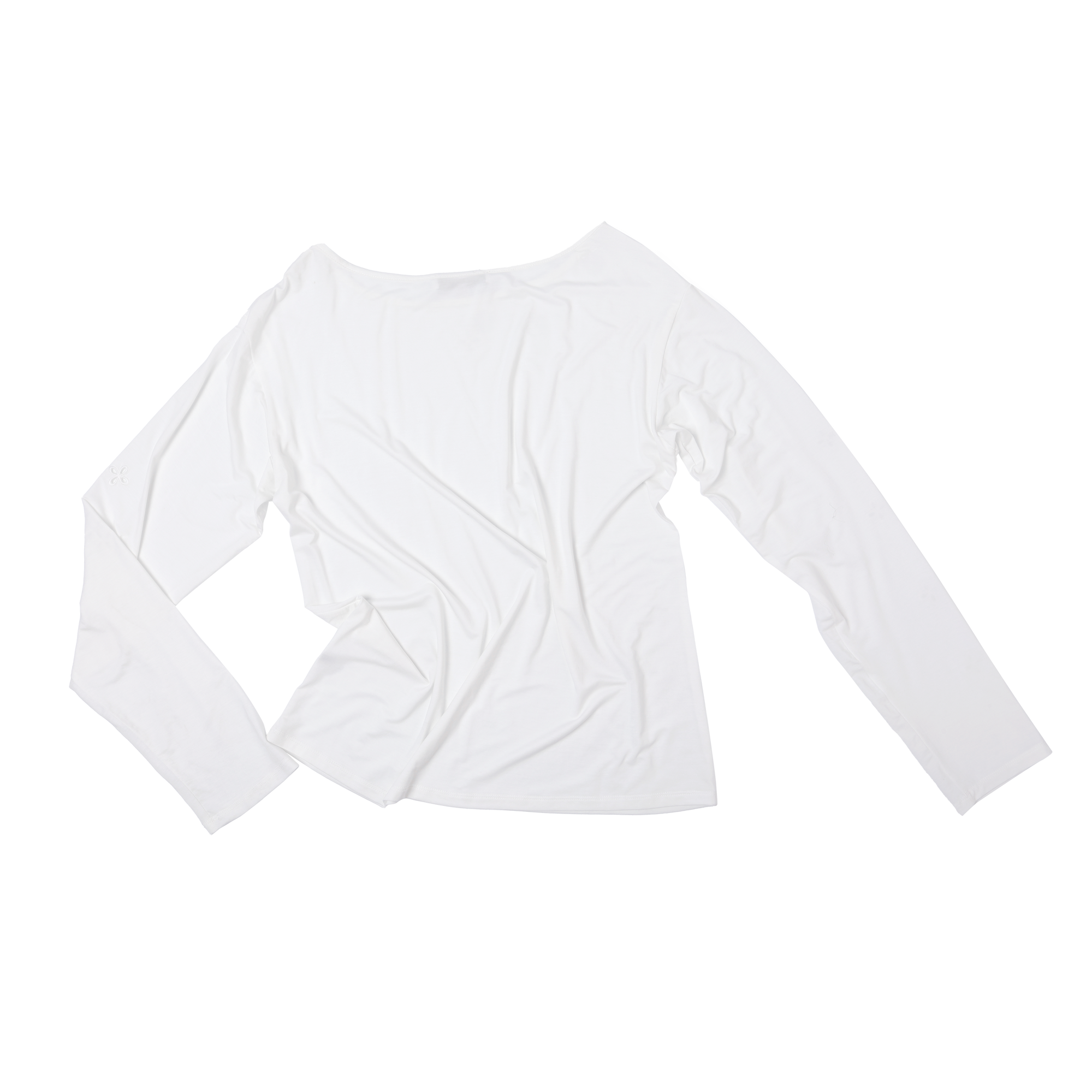 White Lyocell Cross-Patterned Long-Sleeved Cover-up