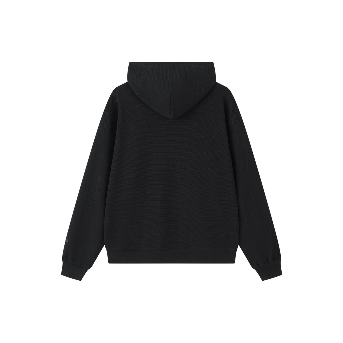 Black Relaxed Waffle Knit Suit Hoodie