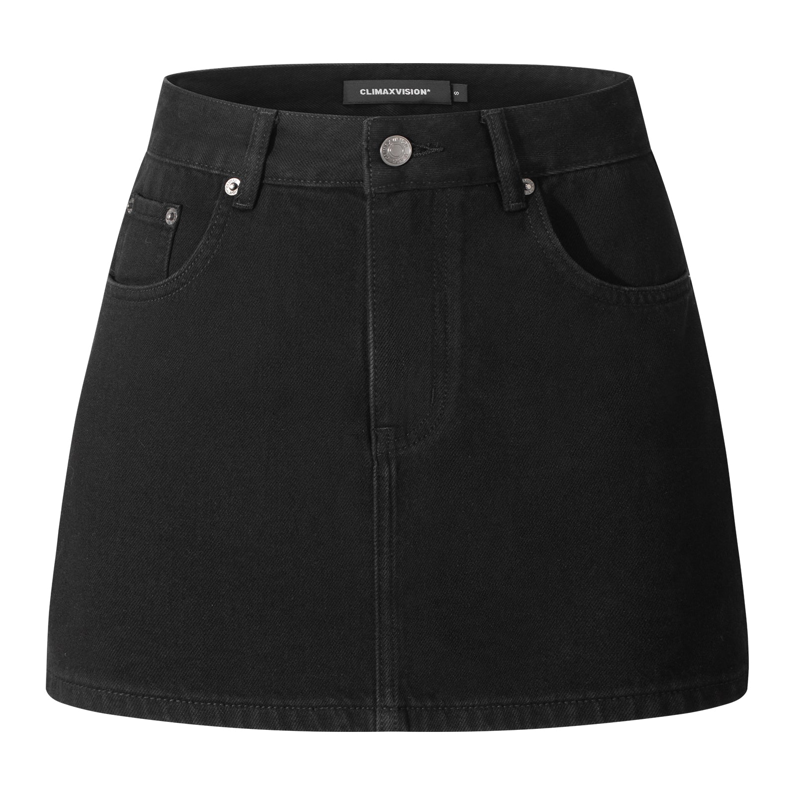 Black Retro Anti-Exposure A-line Denim Mini Skirt