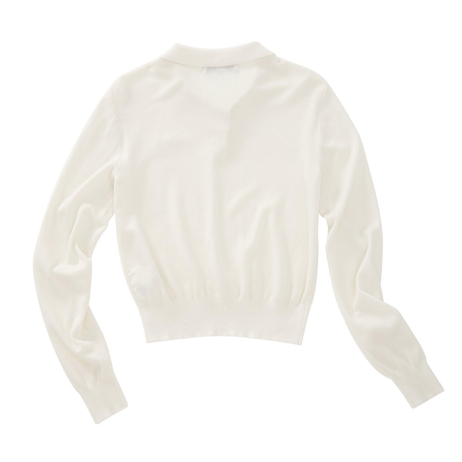 Lyocell Lapel POLO Long Sleeve Sweater In White