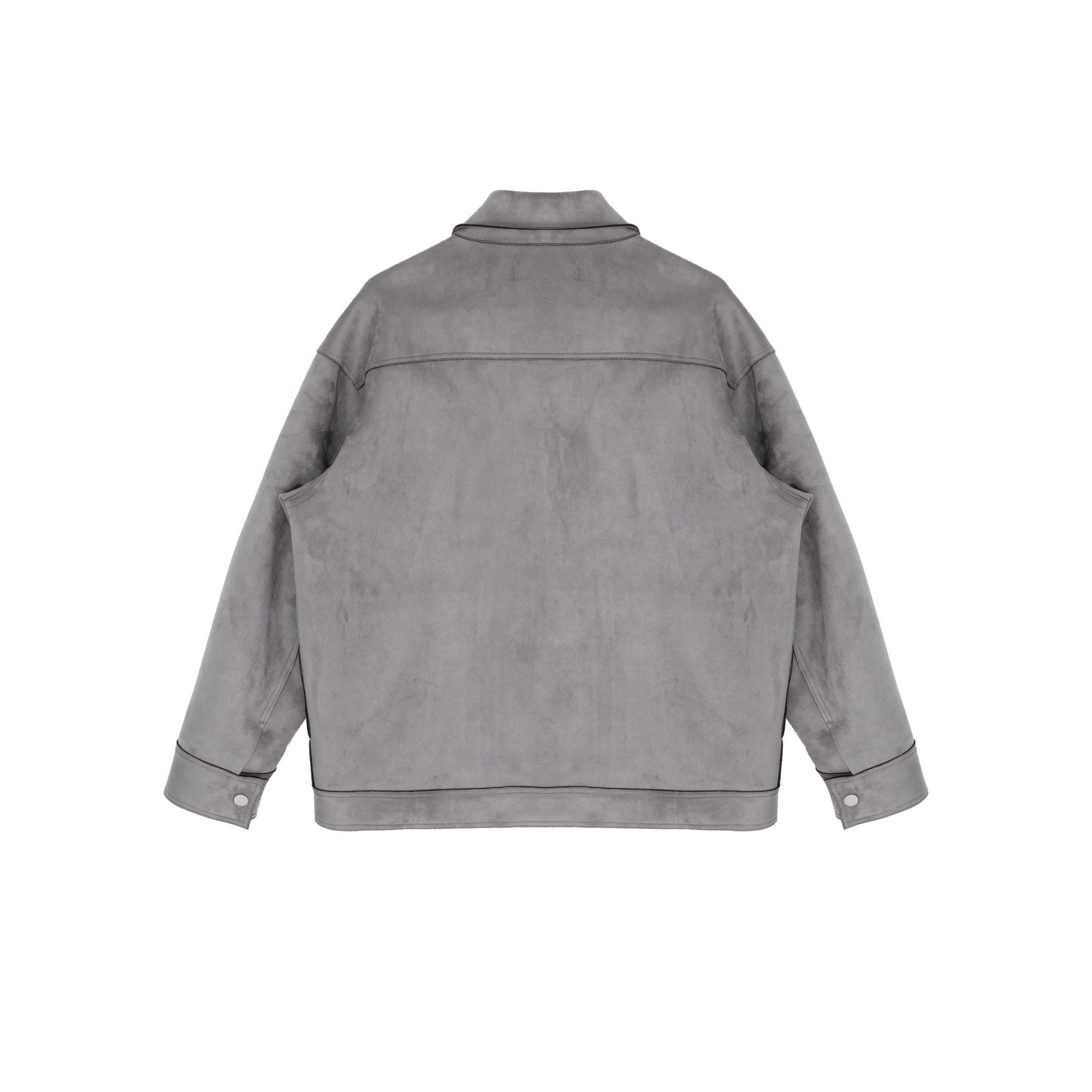 Grey Suede Jacket with Slanted Pockets