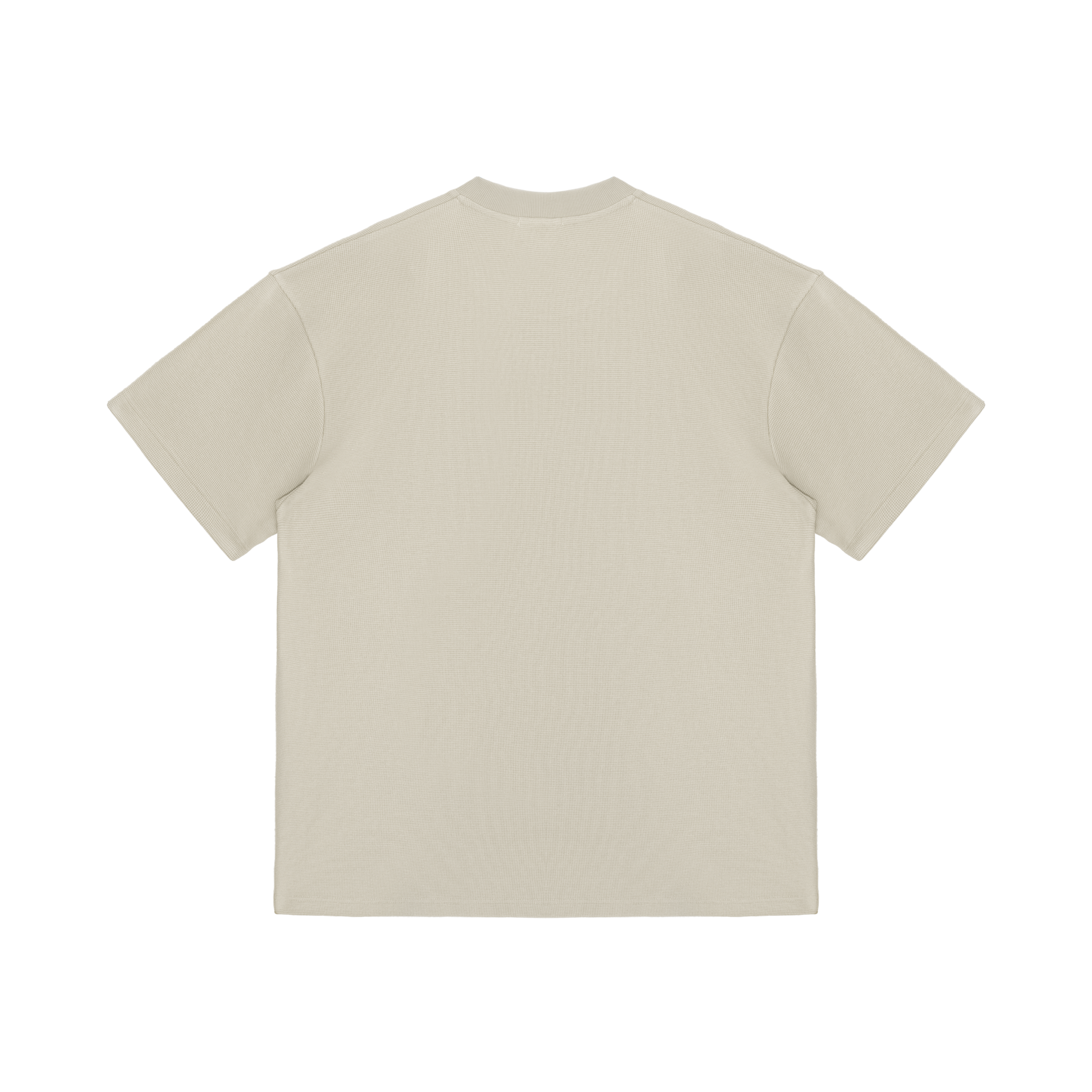 Light Khaki Waffle Hem Slit Short Sleeves