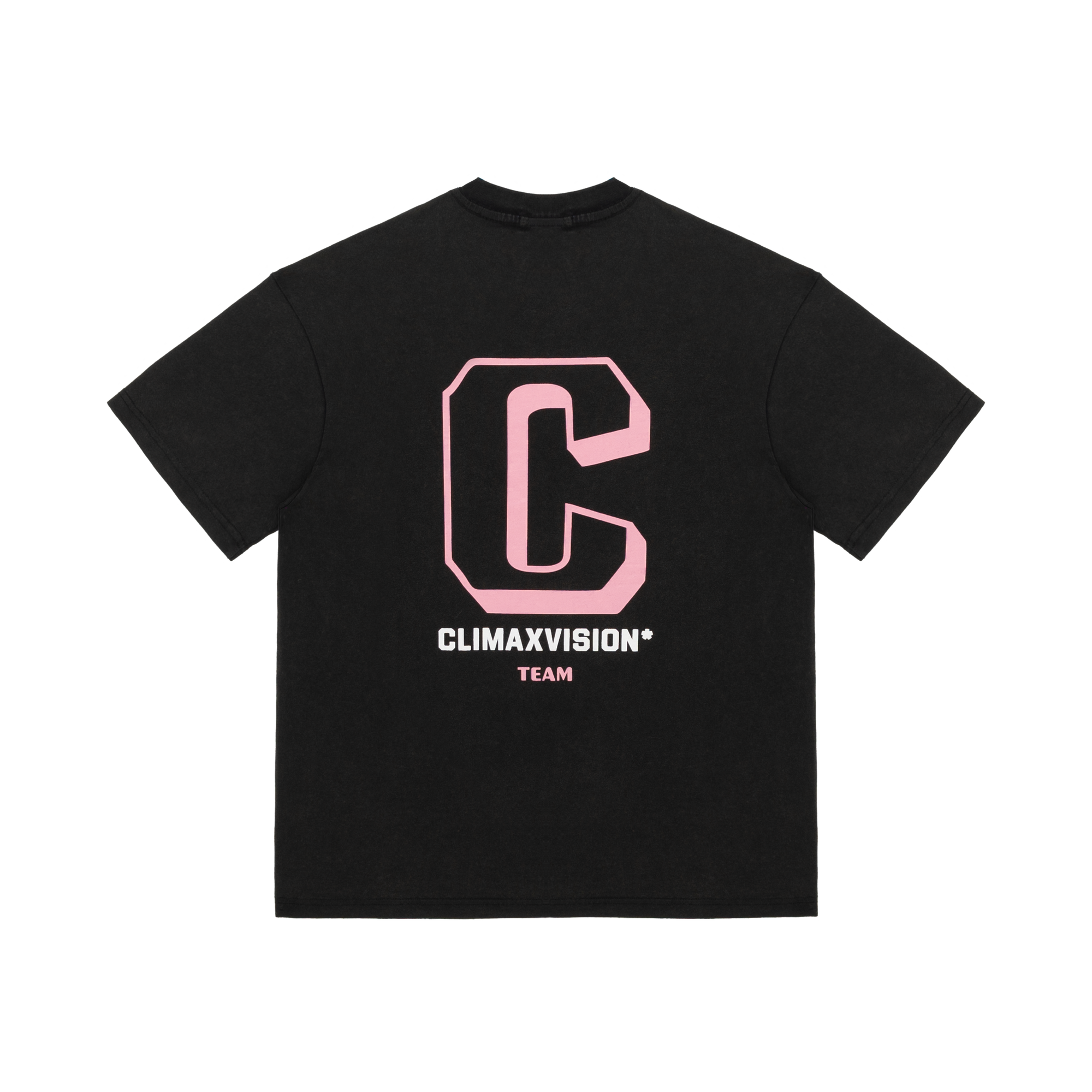Black And Pink Washed Retro C Logo Print Short Sleeves