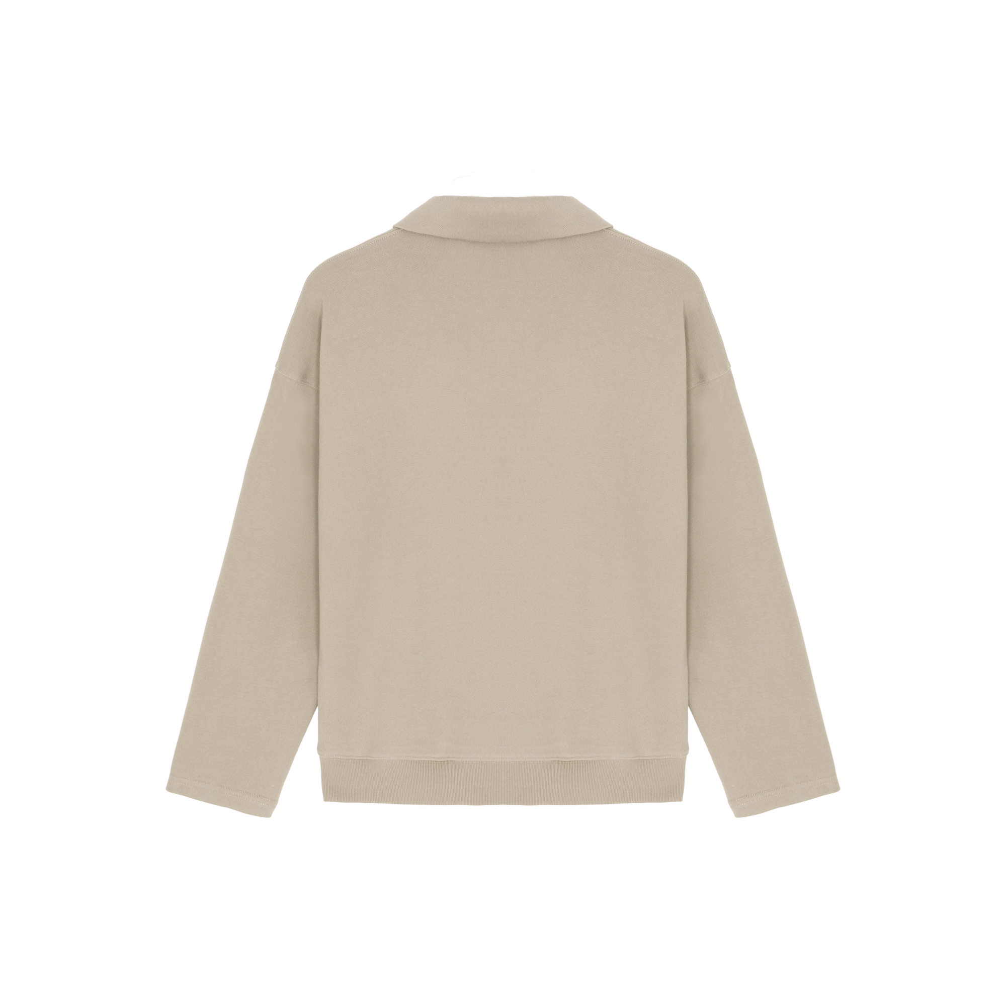 Wheat-colored Double-breasted Lettering Polo Sweatshirt