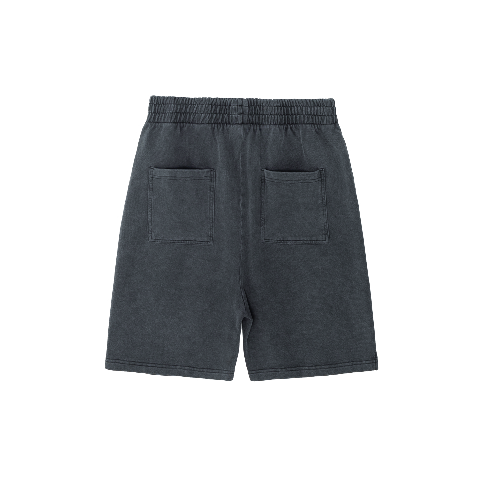 Black Tone-On Embroidered Washed Slit Shorts