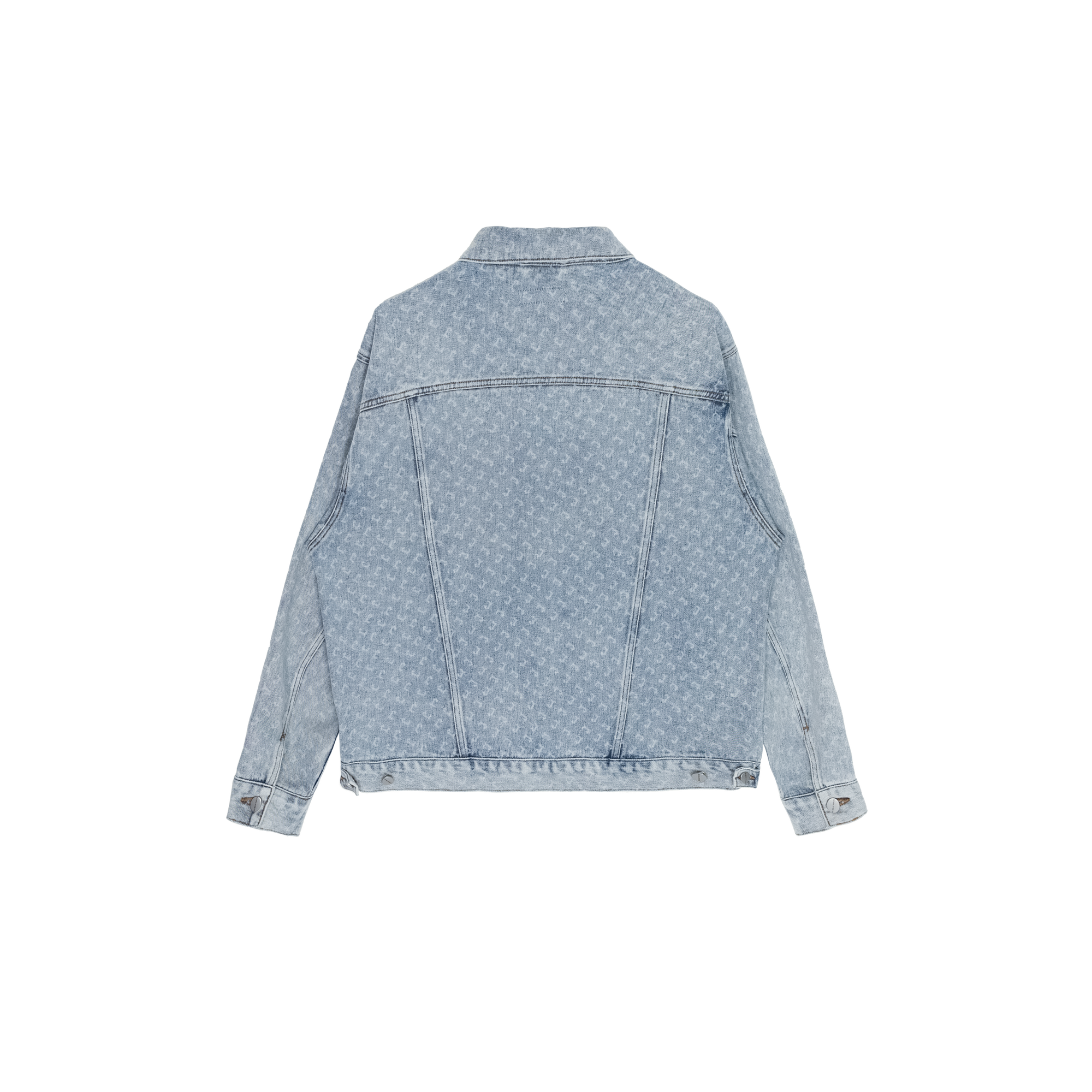 Blue Washed Distressed Print Denim Jacket