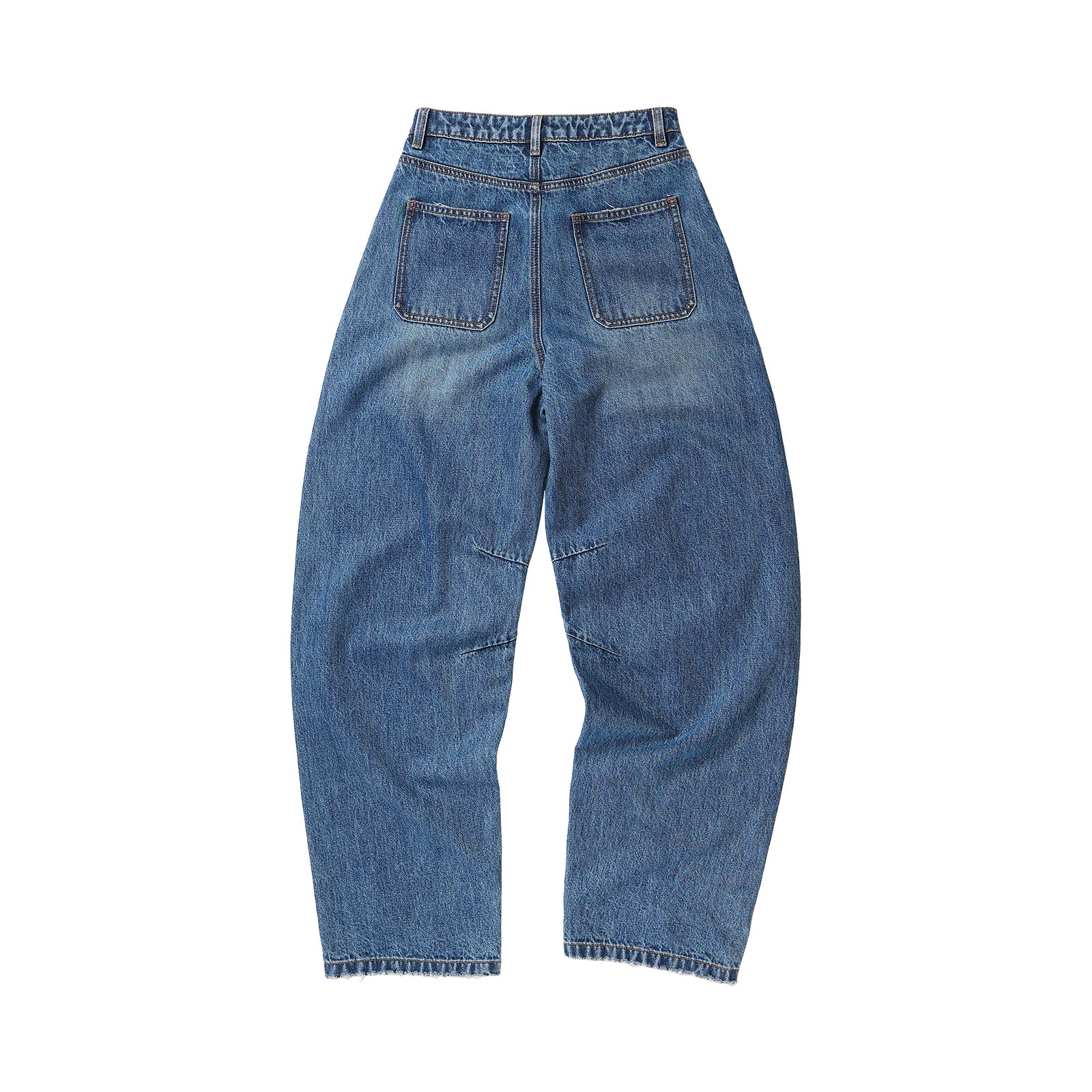 Indigo Retro Bamboo Texture Curved Jeans