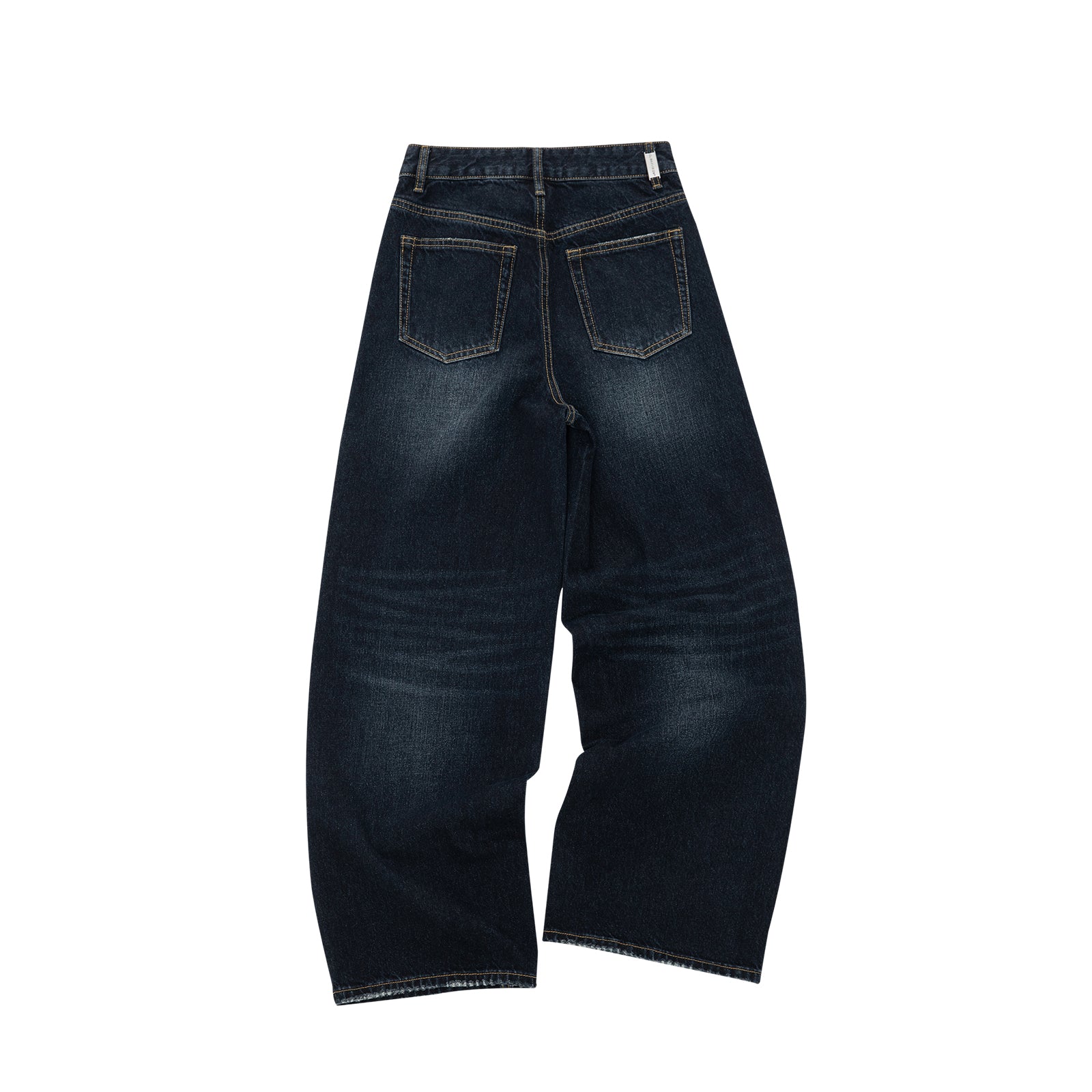 Retro Dark Blue Washed Whiskered Straight Leg Jeans