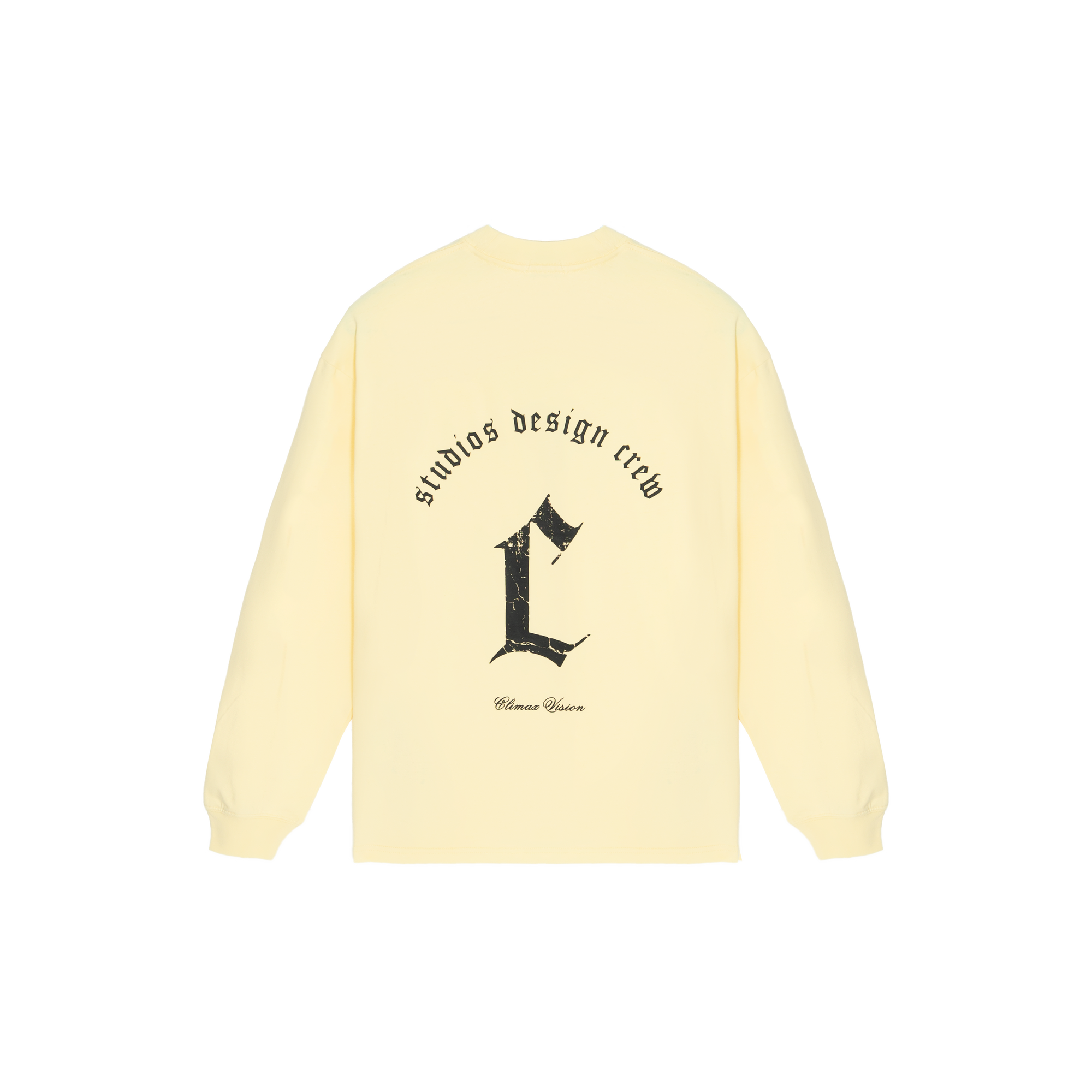 Egg Yellow Damaged Old Printed C Letter Long Sleeves